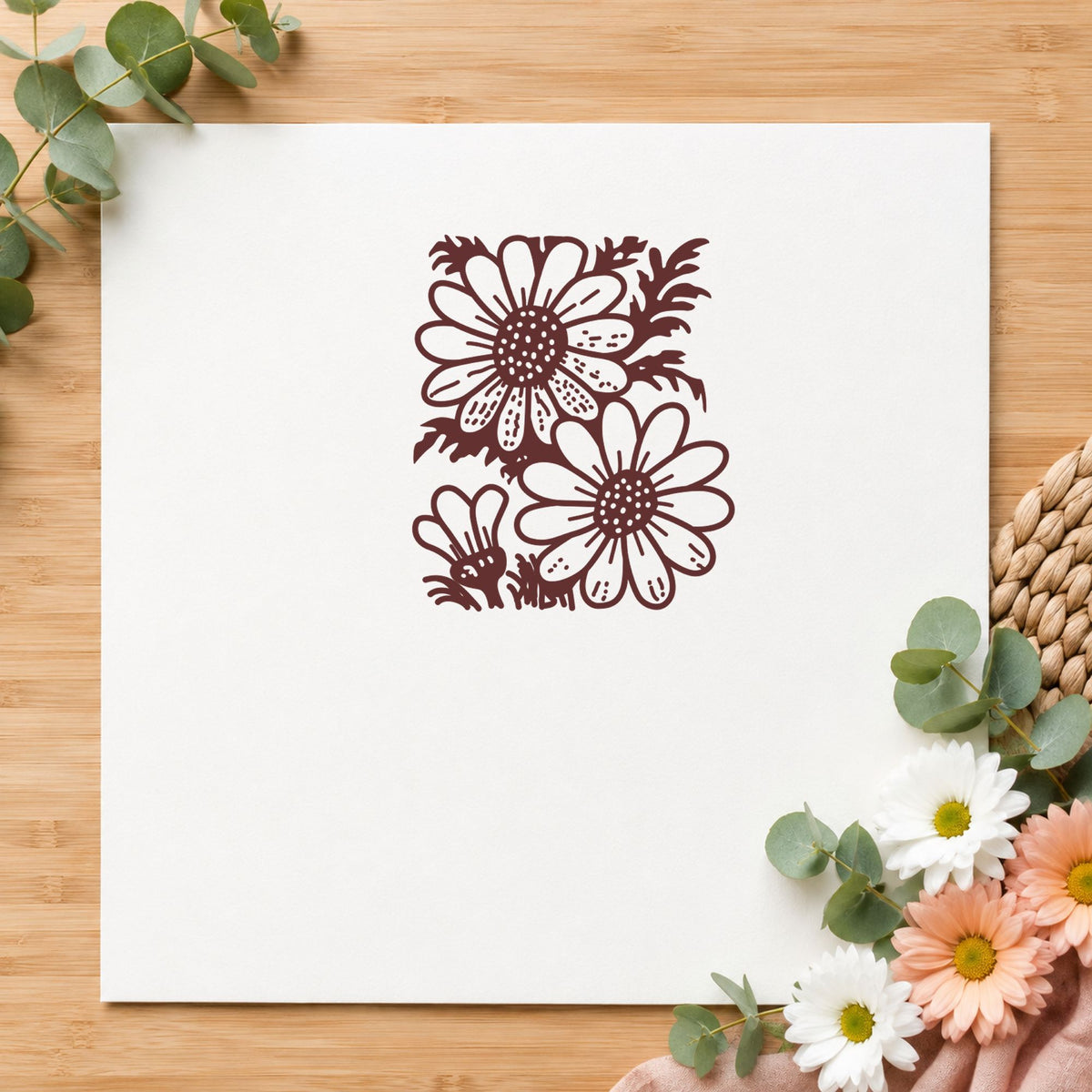 2 Daisies Art Rubber Stamp in use 9