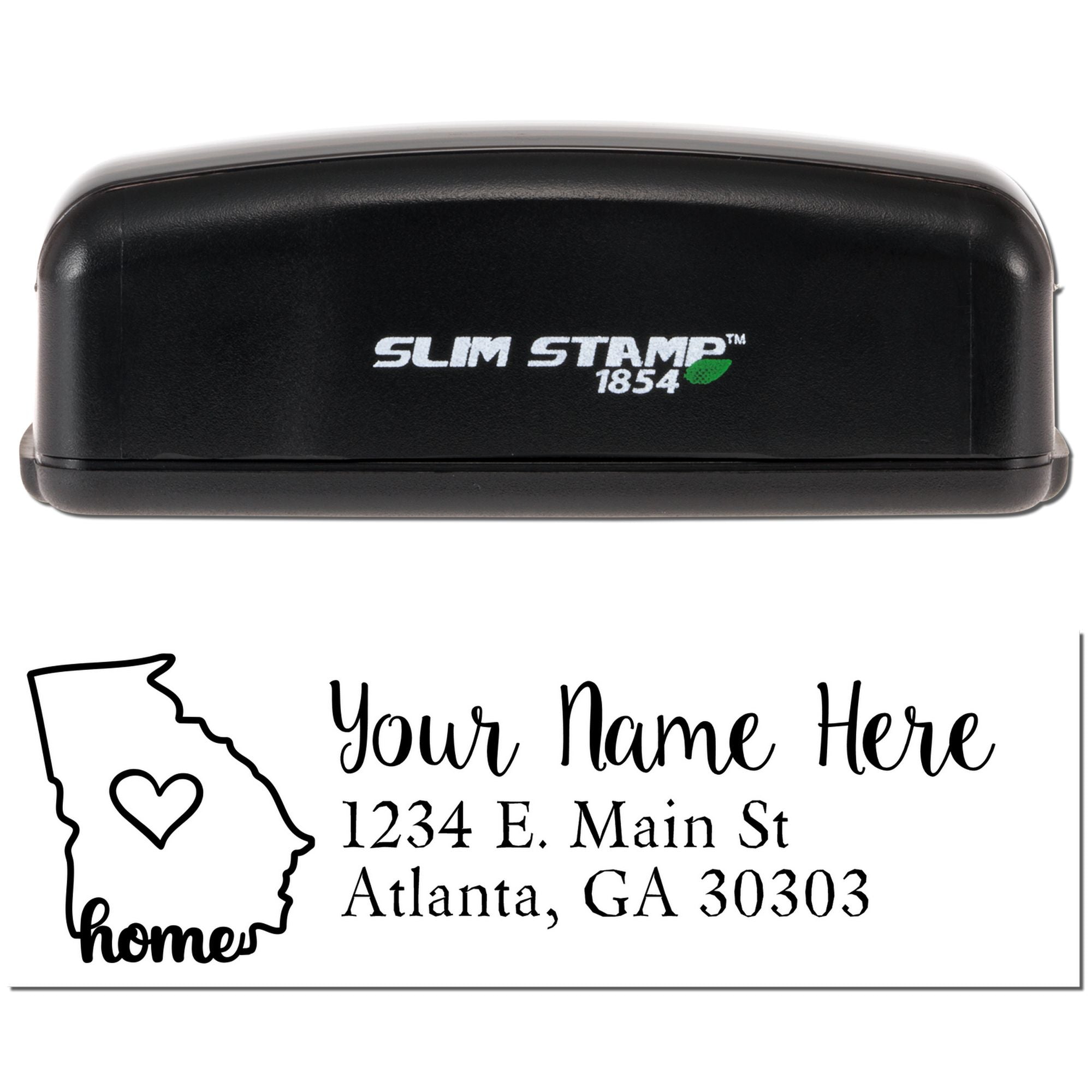 Slim Stamp 1854 personalized address rubber stamp with Georgia home design and custom name and address sample imprint