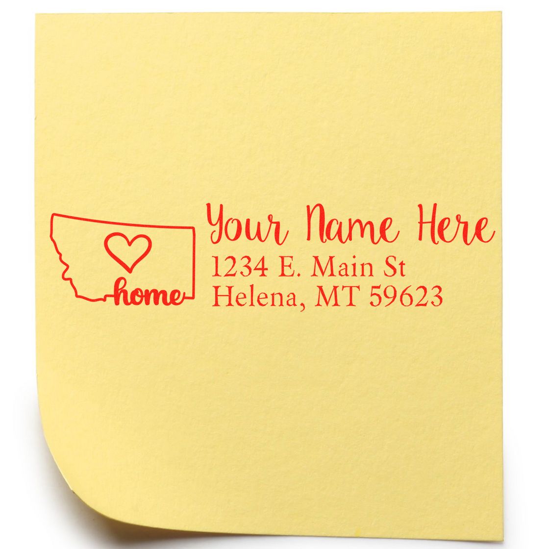 Custom Montana home return address rubber stamp with personalized name and address for envelopes.