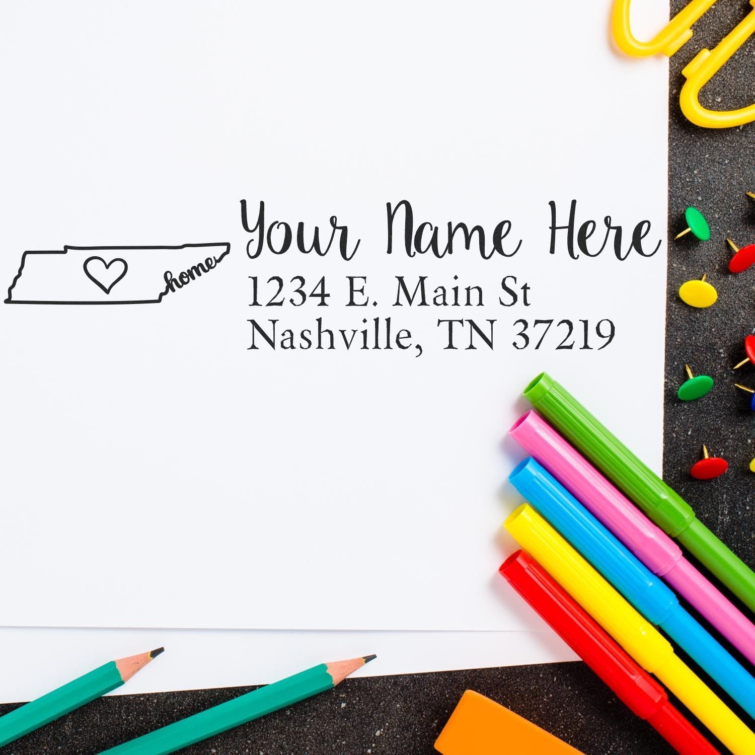 Custom Tennessee address rubber stamp with name and return address for personalized mailings