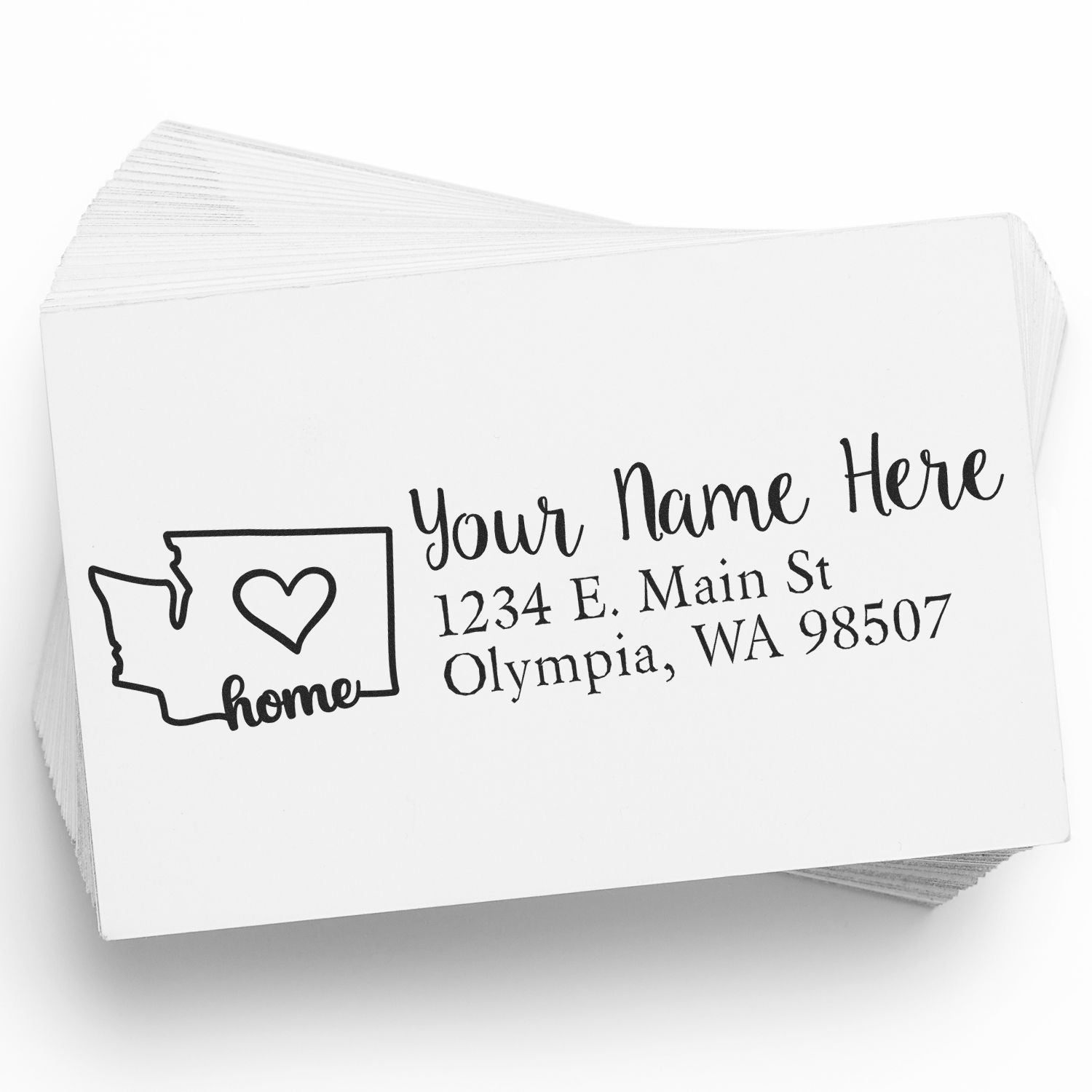 Custom return address rubber stamp with Washington home design, personalized name, and address.