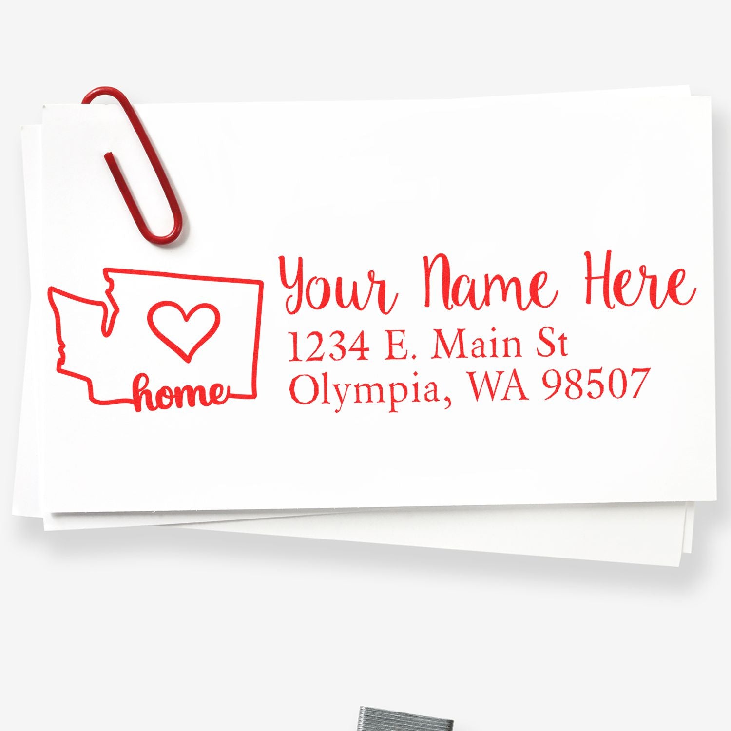 Washington home return address rubber stamp with personalized name and address for envelopes and mailing.