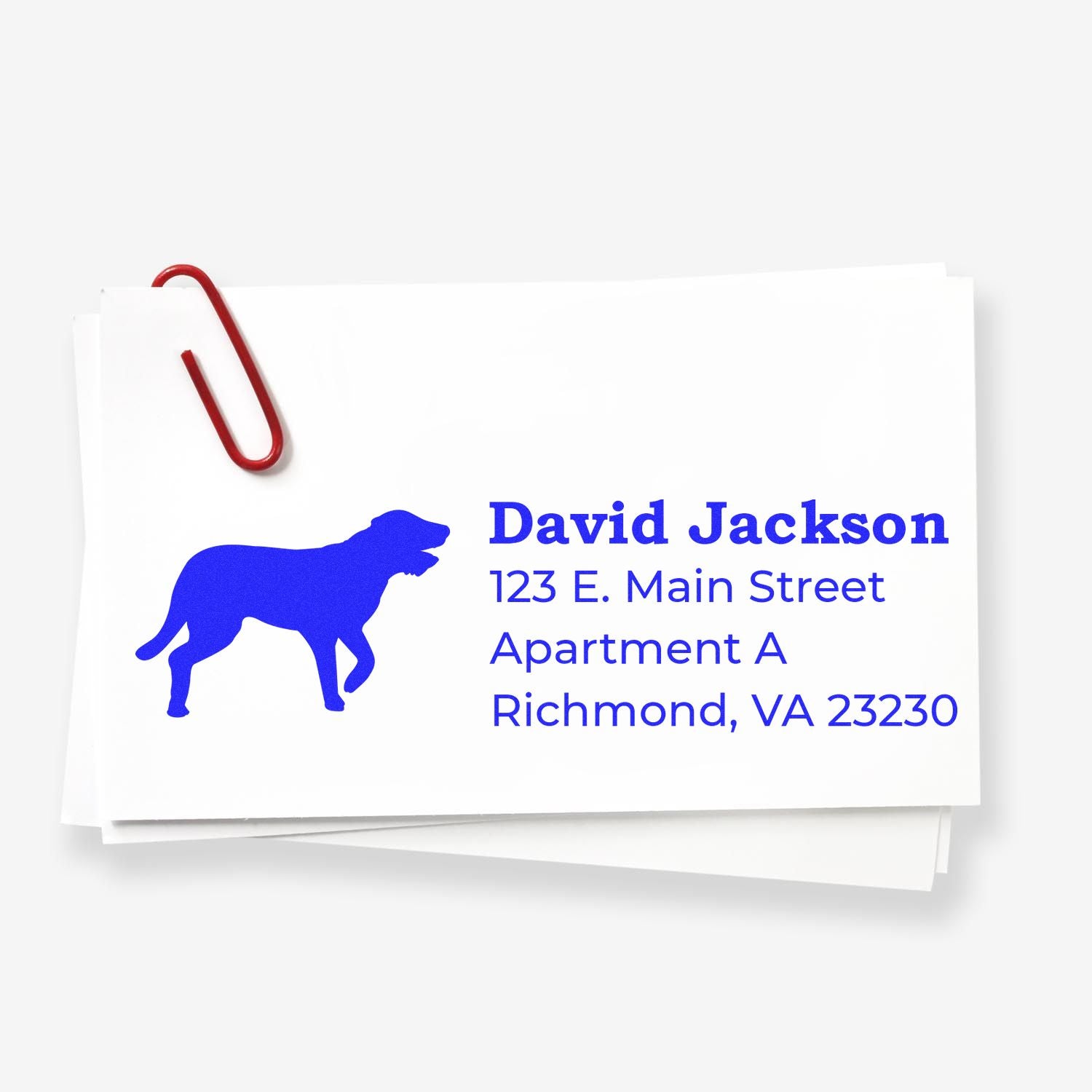 Personalized dog silhouette address rubber stamp for mailing envelopes and pet business correspondence