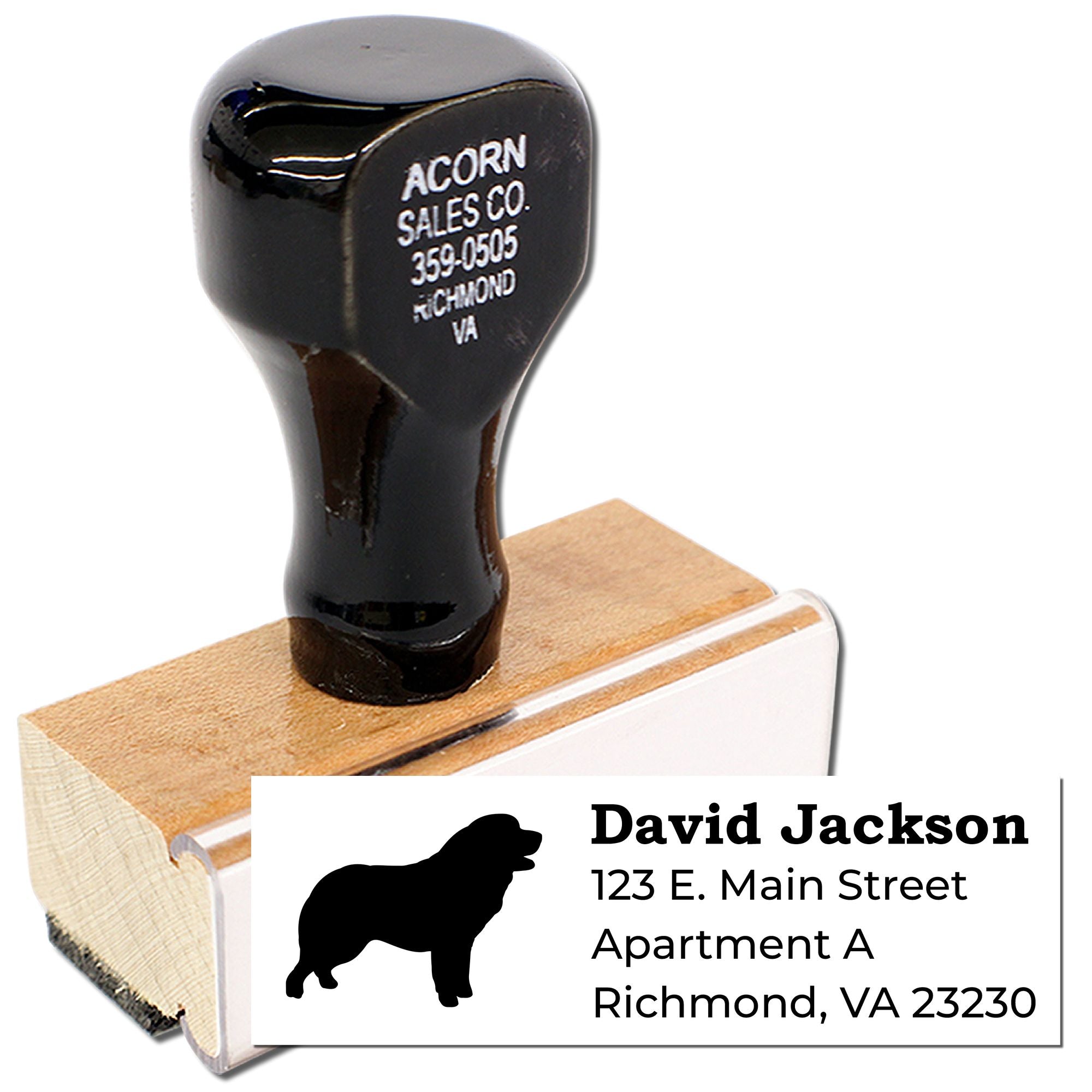 Custom rubber address stamp with pig logo for David Jackson, Richmond VA mailing labels and business correspondence.