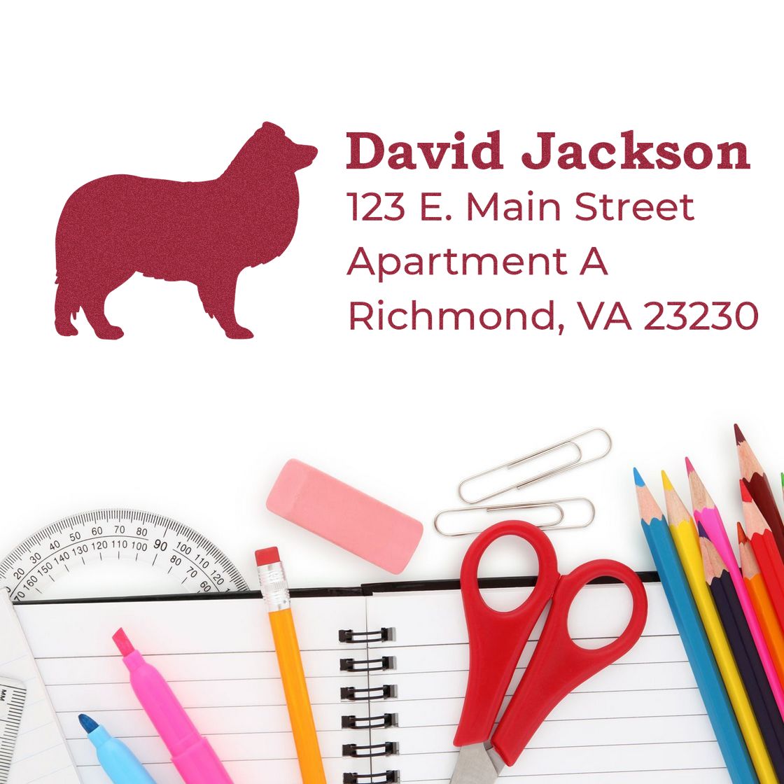 Personalized return address rubber stamp with animal silhouette for David Jackson, Richmond, VA 23230.