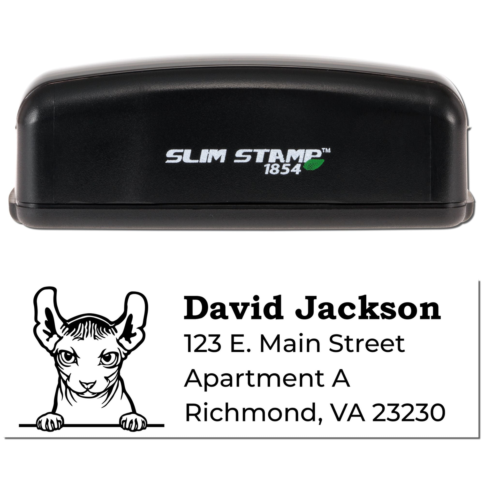 Slim Stamp 1854 custom address rubber stamp with dog illustration for personalized mailing labels and return address imprint