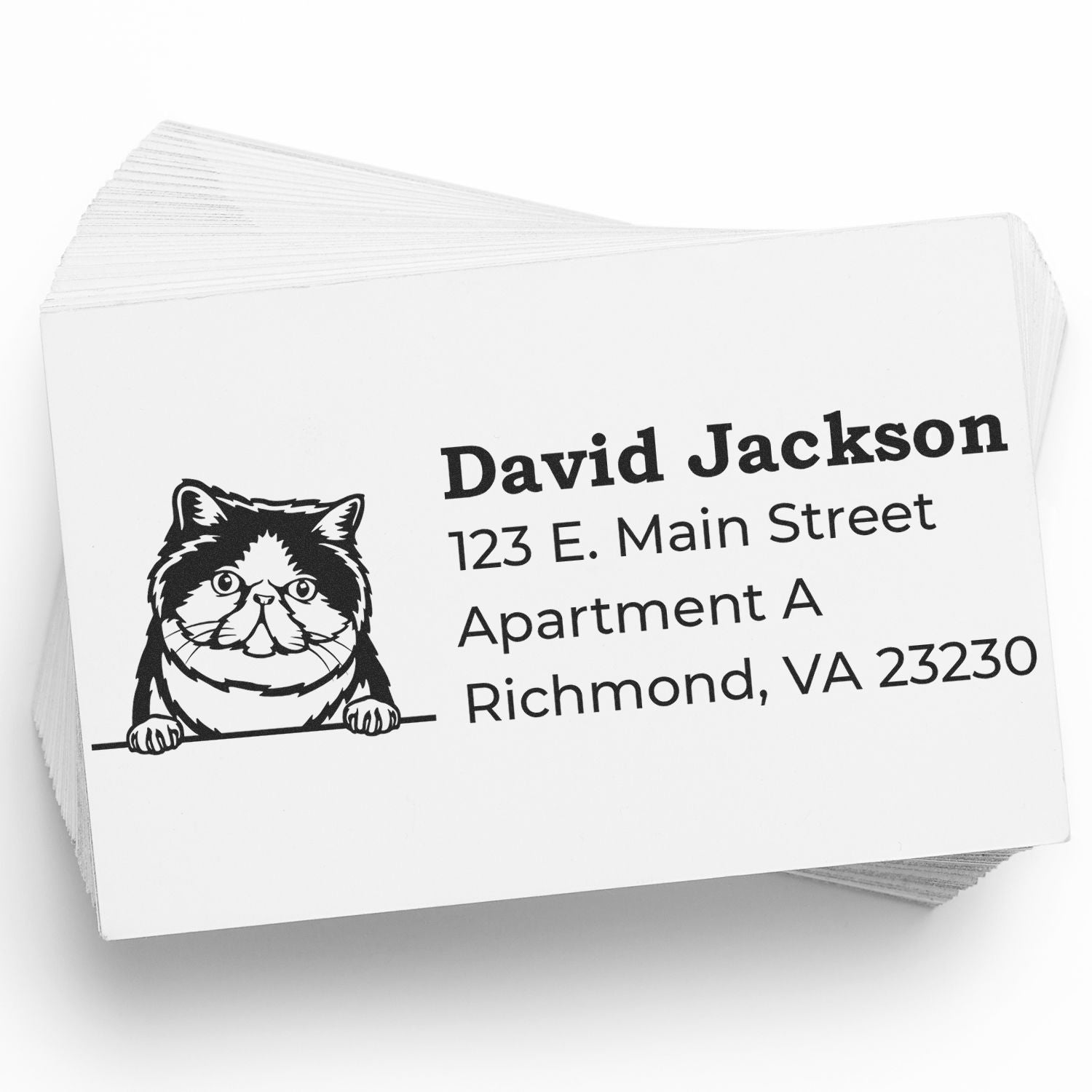 Personalized cat return address rubber stamp with custom name and mailing details