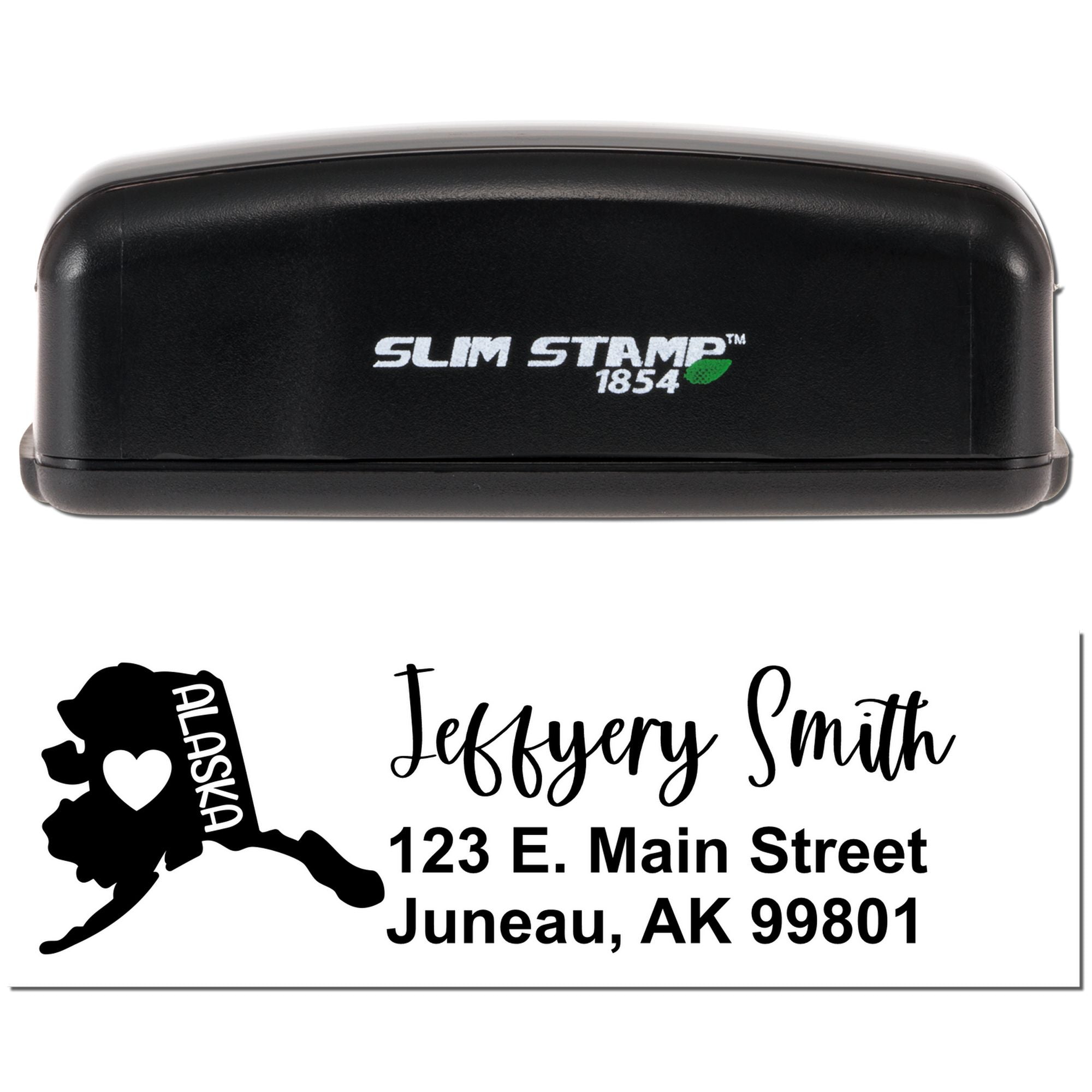 Personalized Slim Alaska Love Heart Address Pre-Inked Stamp