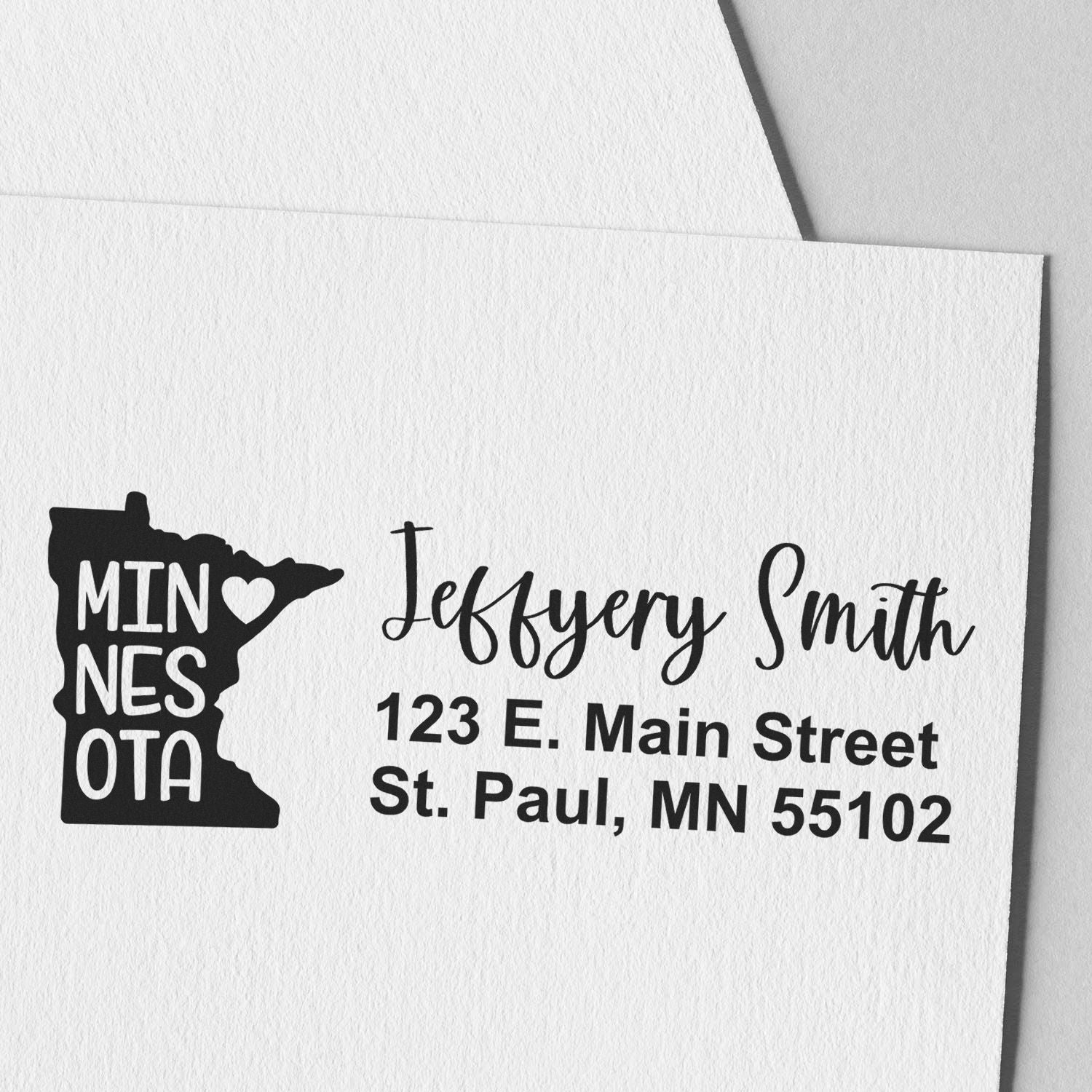 Custom Minnesota address rubber stamp with Jeffrey Smith name and St. Paul, MN return address for envelopes and mailings