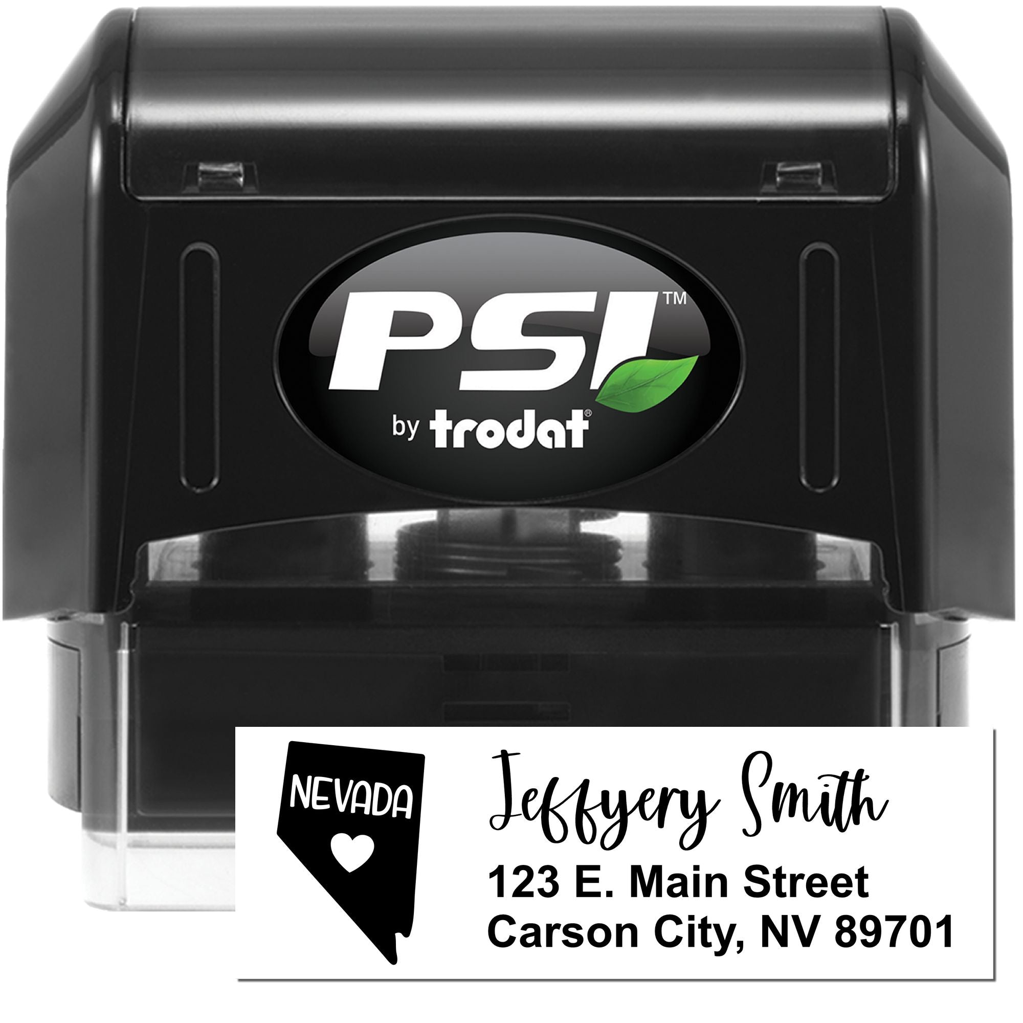 Custom self-inking Nevada return address rubber stamp by PSI Trodat for mailing labels and envelopes