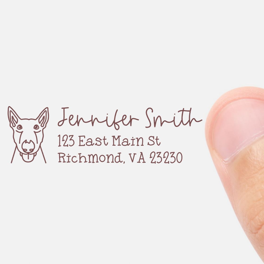 Custom dog logo return address rubber stamp for Jennifer Smith, Richmond, VA 23230.