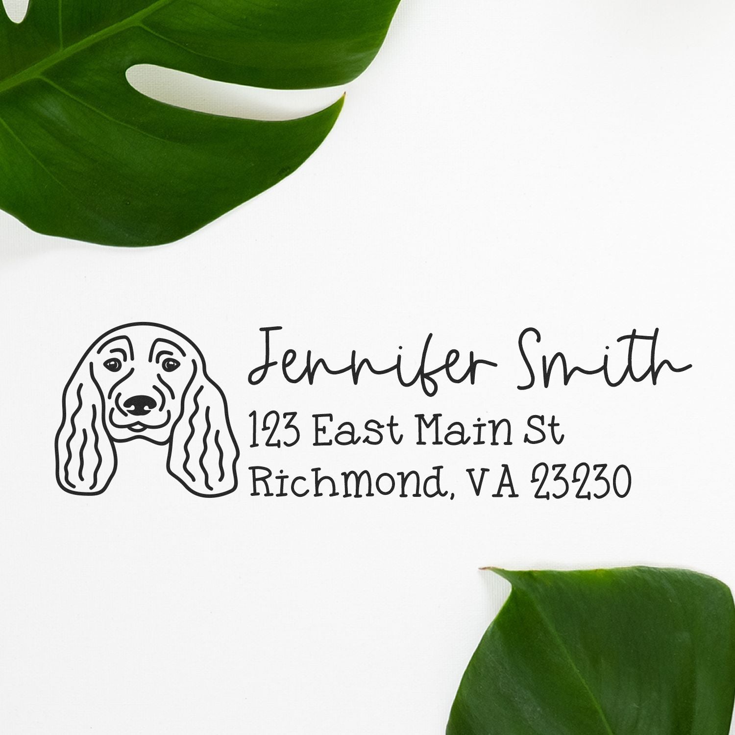 Personalized dog return address stamp with Jennifer Smith, Richmond, VA