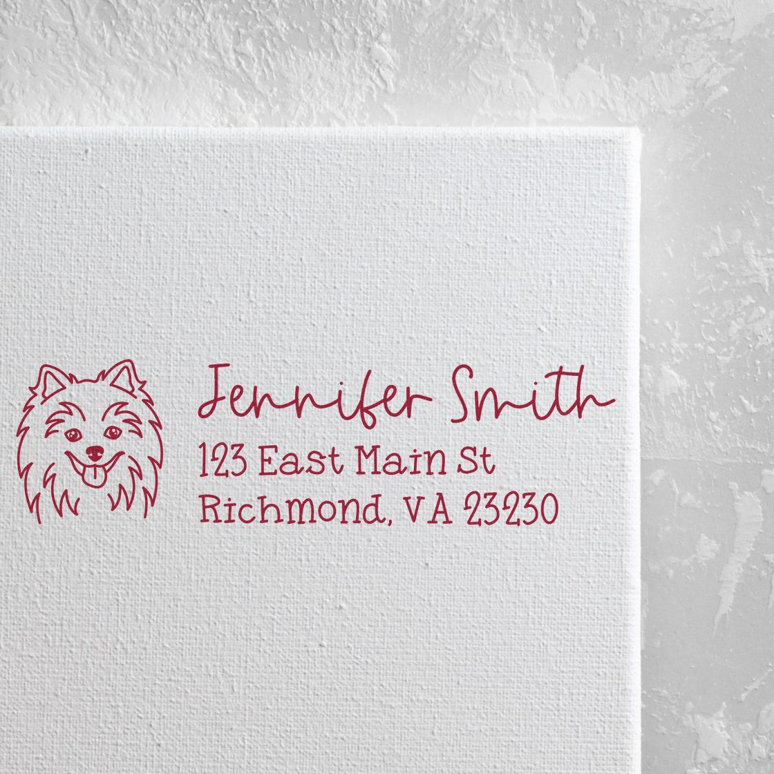Personalized dog return address rubber stamp for Jennifer Smith, Richmond, VA 23230