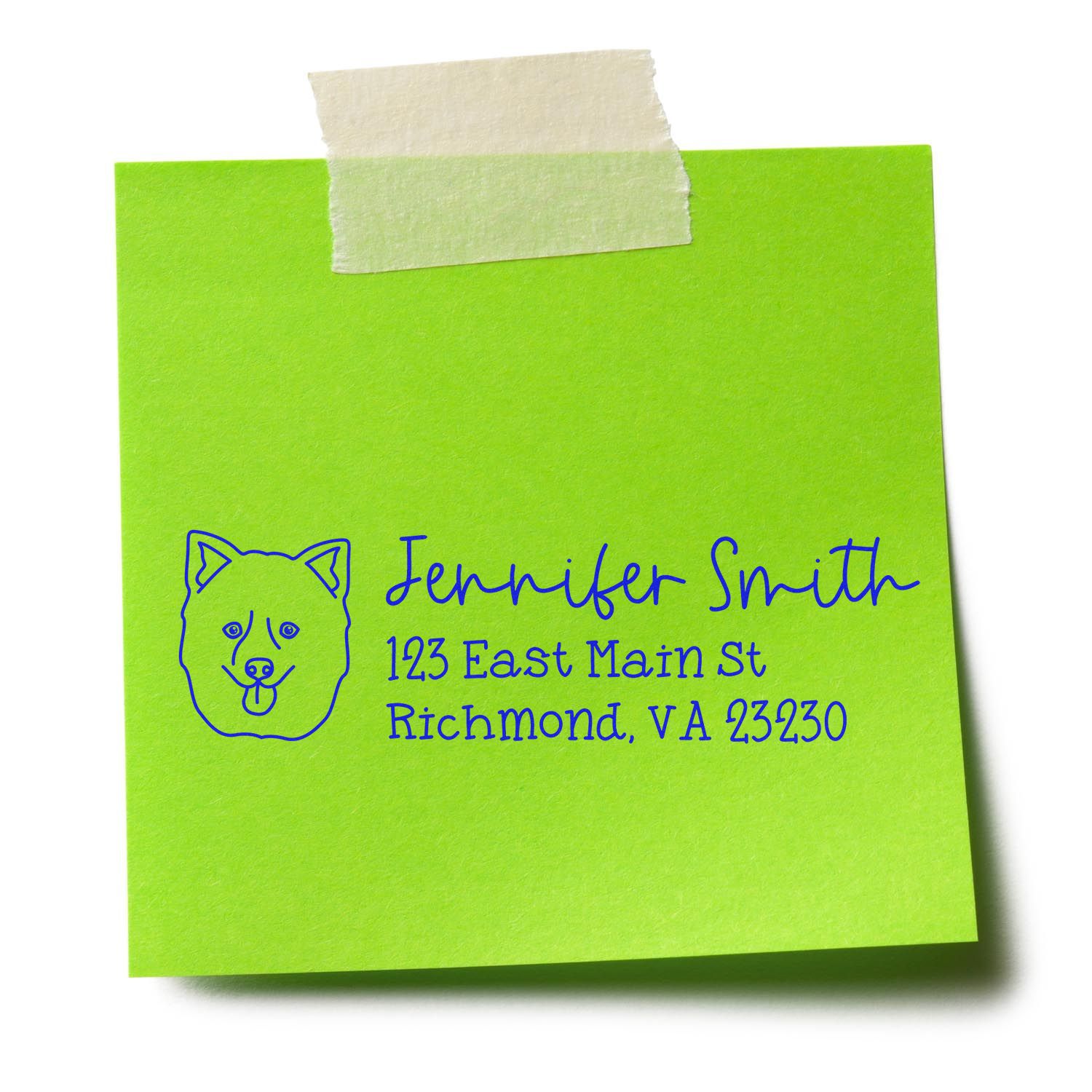 Custom dog return address rubber stamp for personalized mailing labels and pet-themed stationery.