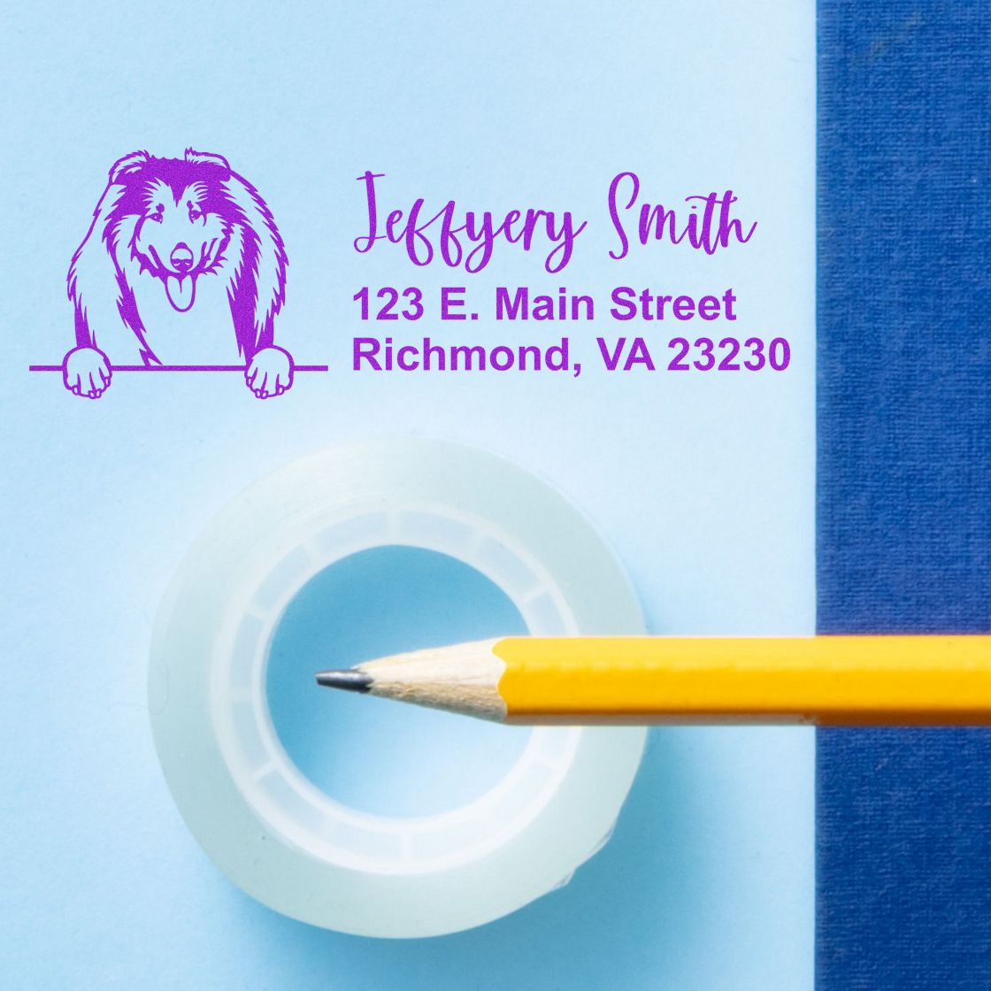 Custom dog return address rubber stamp for Jeffrey Smith, Richmond, VA 23230 with name and address.