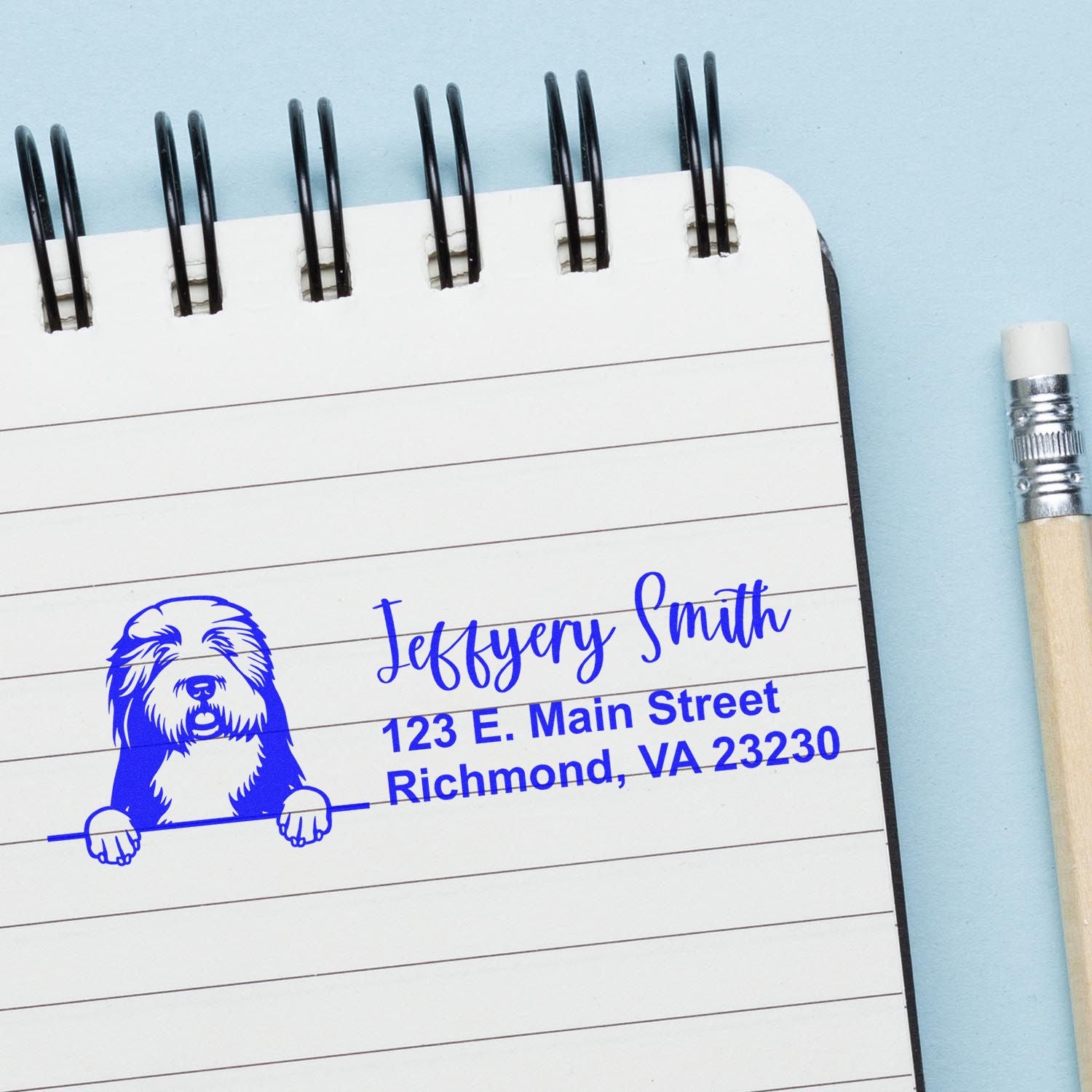 Custom dog logo return address rubber stamp impression for personalized business branding