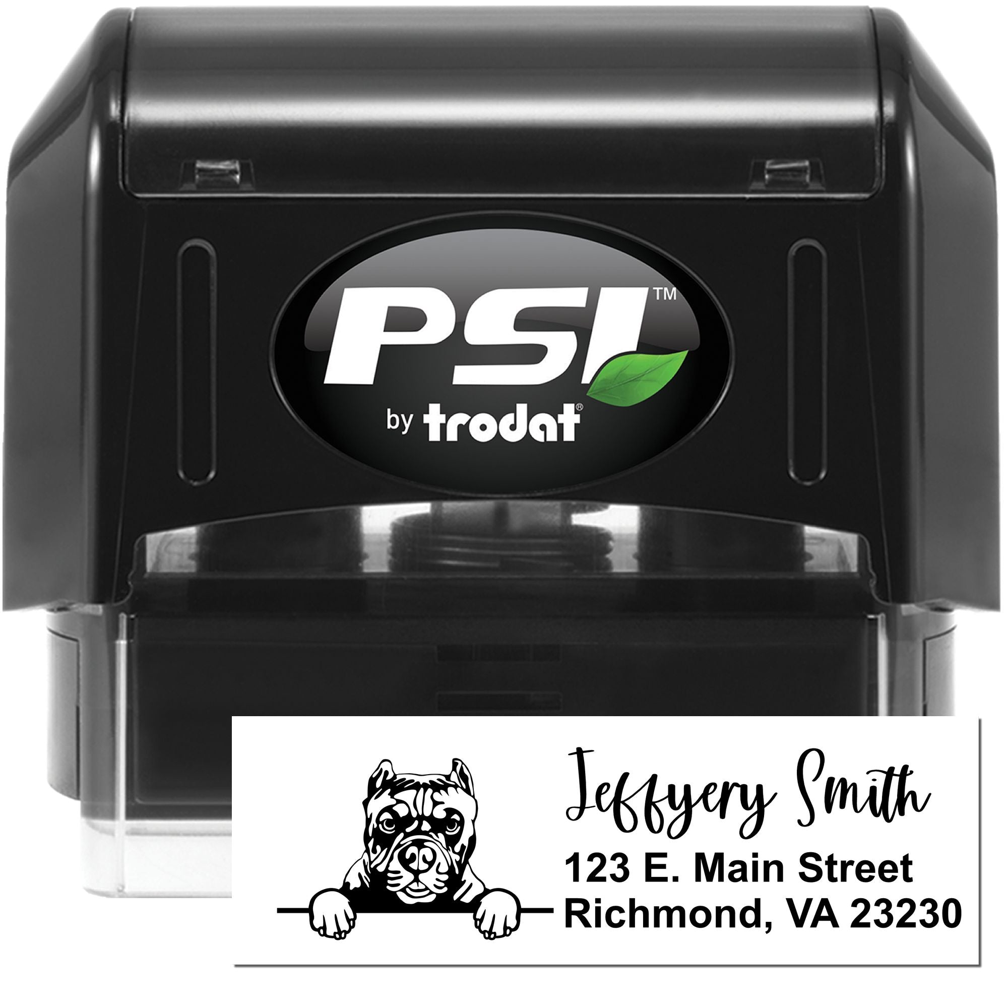 PSI by Trodat self-inking custom address rubber stamp with dog design for personalized mail