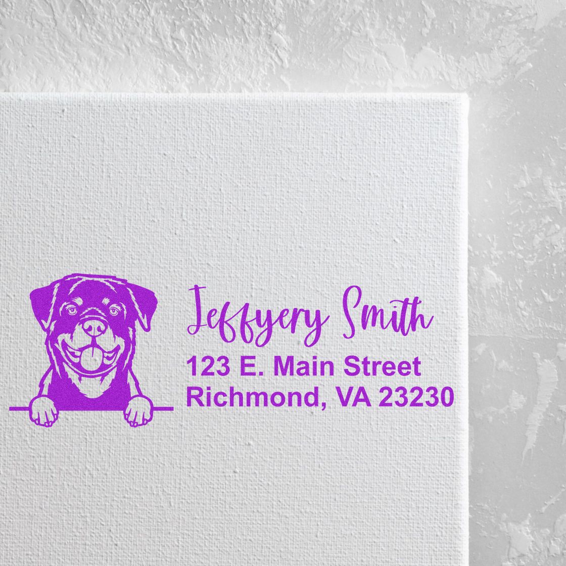 Custom dog return address rubber stamp for Jeffery Smith, Richmond, VA 23230