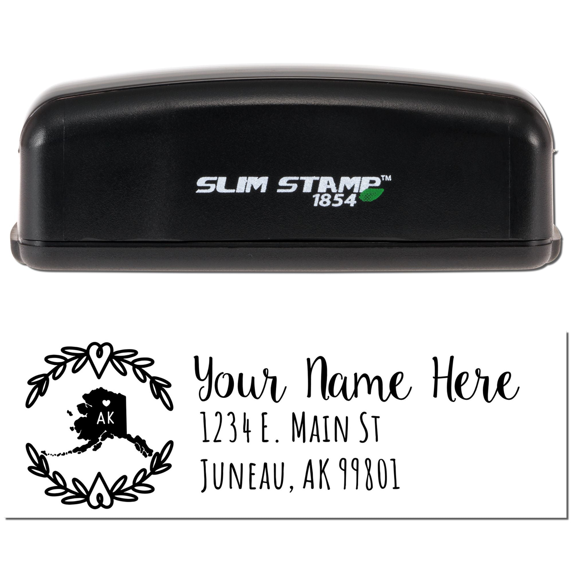 Custom Slim Alaska Pre-Inked Wreath Address Stamp
