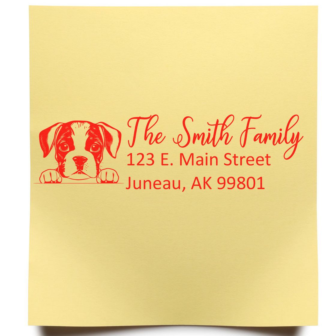 Personalized puppy return address rubber stamp for family mailing envelopes and custom correspondence