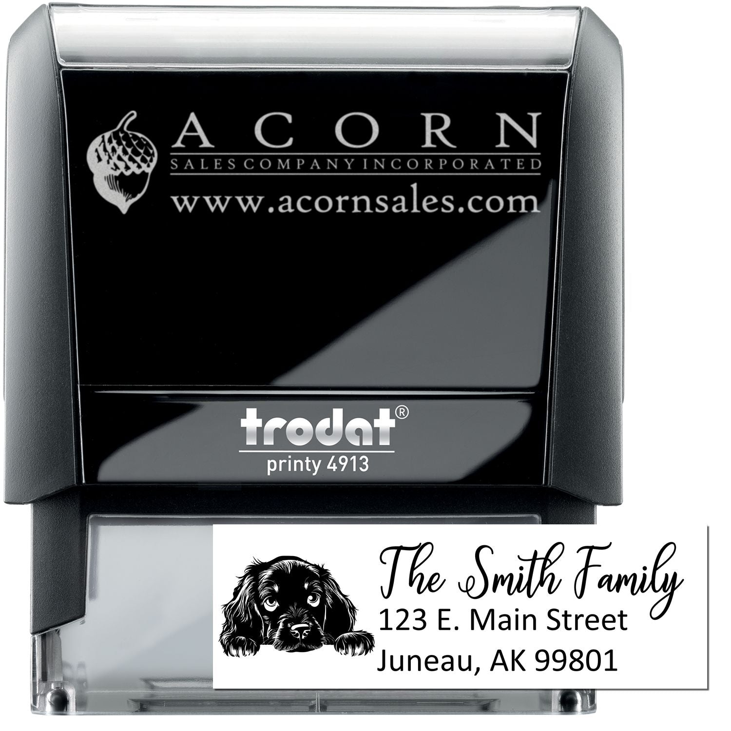 Trodat Printy 4913 custom self-inking rubber stamp for logo and personalized address imprinting