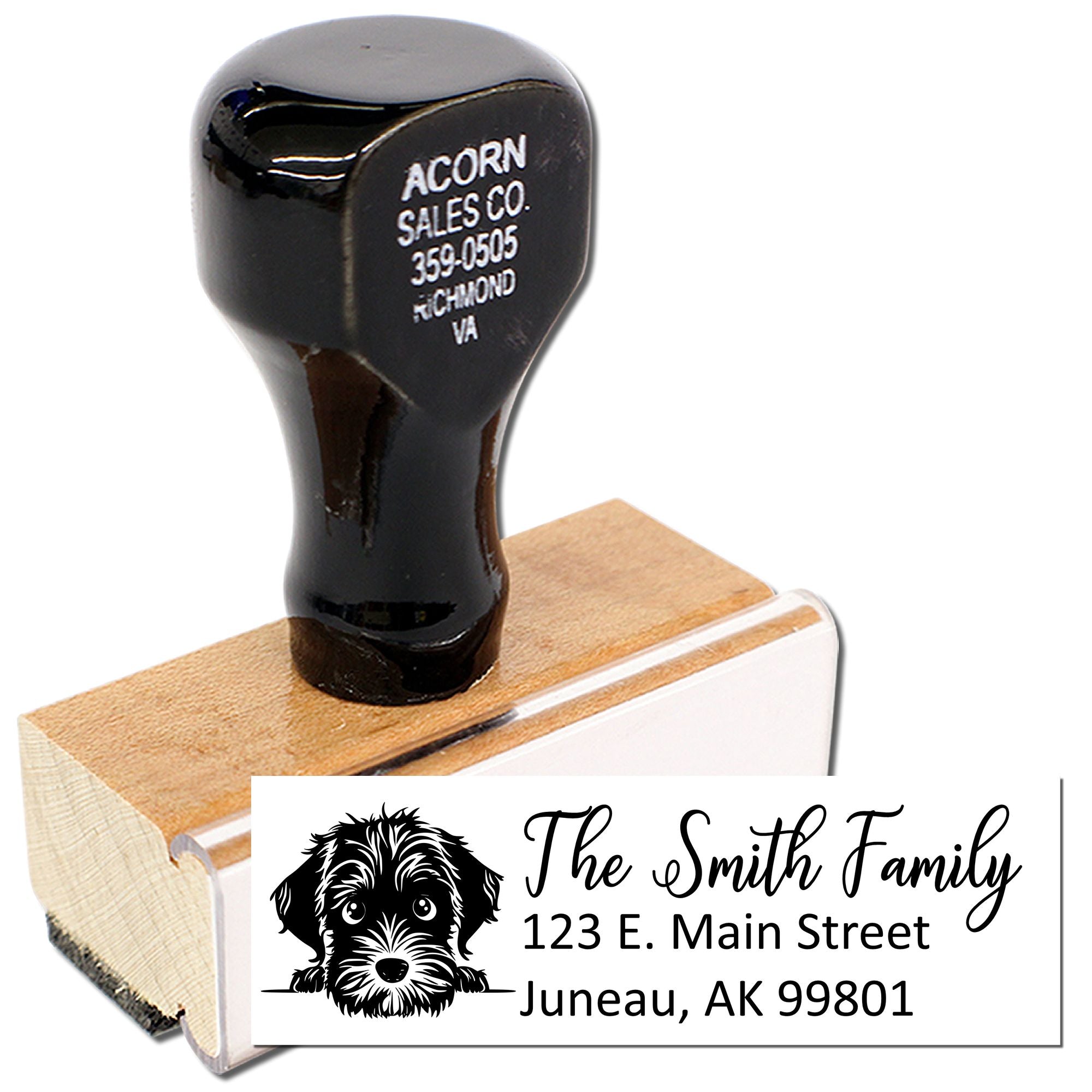 Custom self-inking rubber stamp with personalized dog address design for family mail and business branding