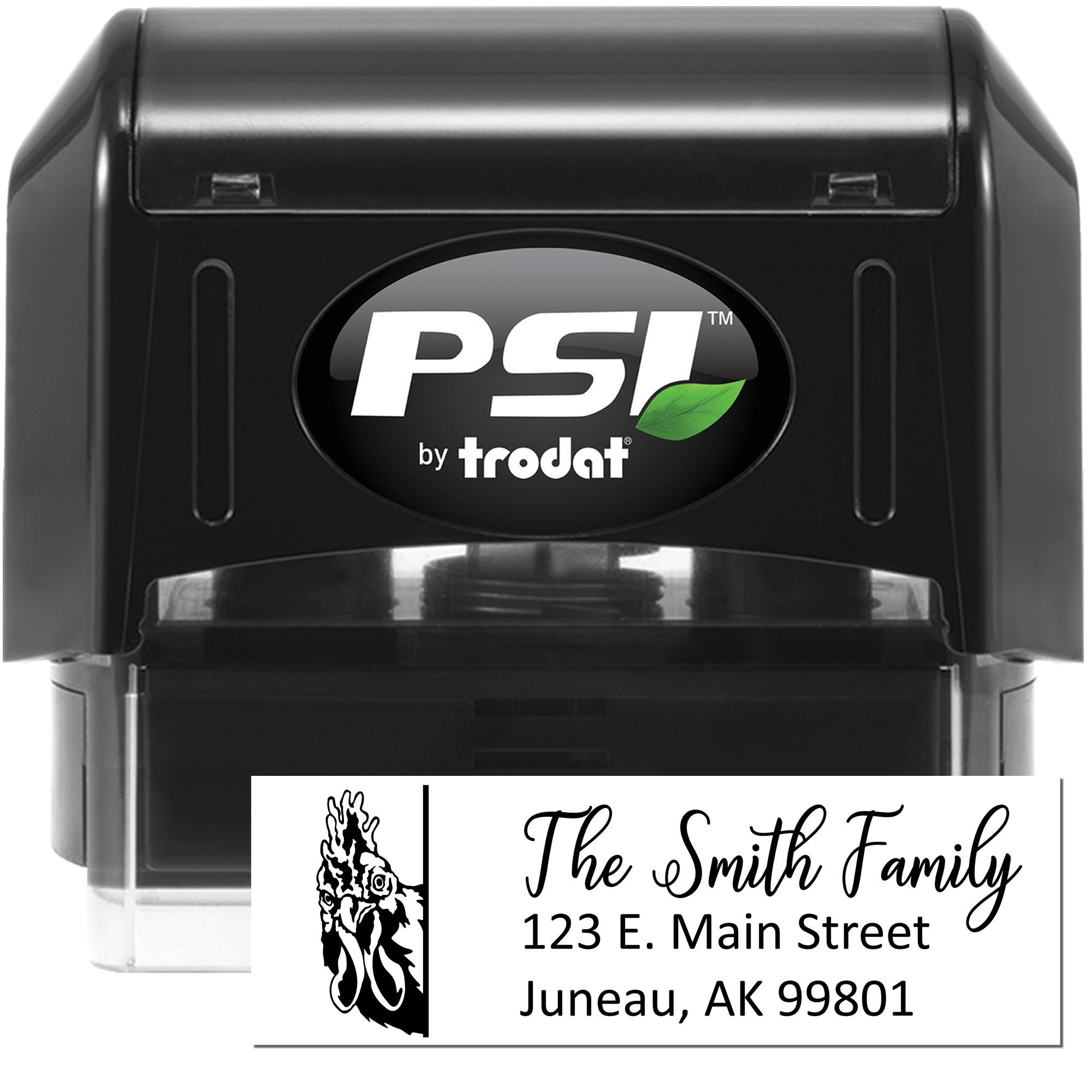 PSI by Trodat self-inking custom address rubber stamp with Smith Family mailing imprint