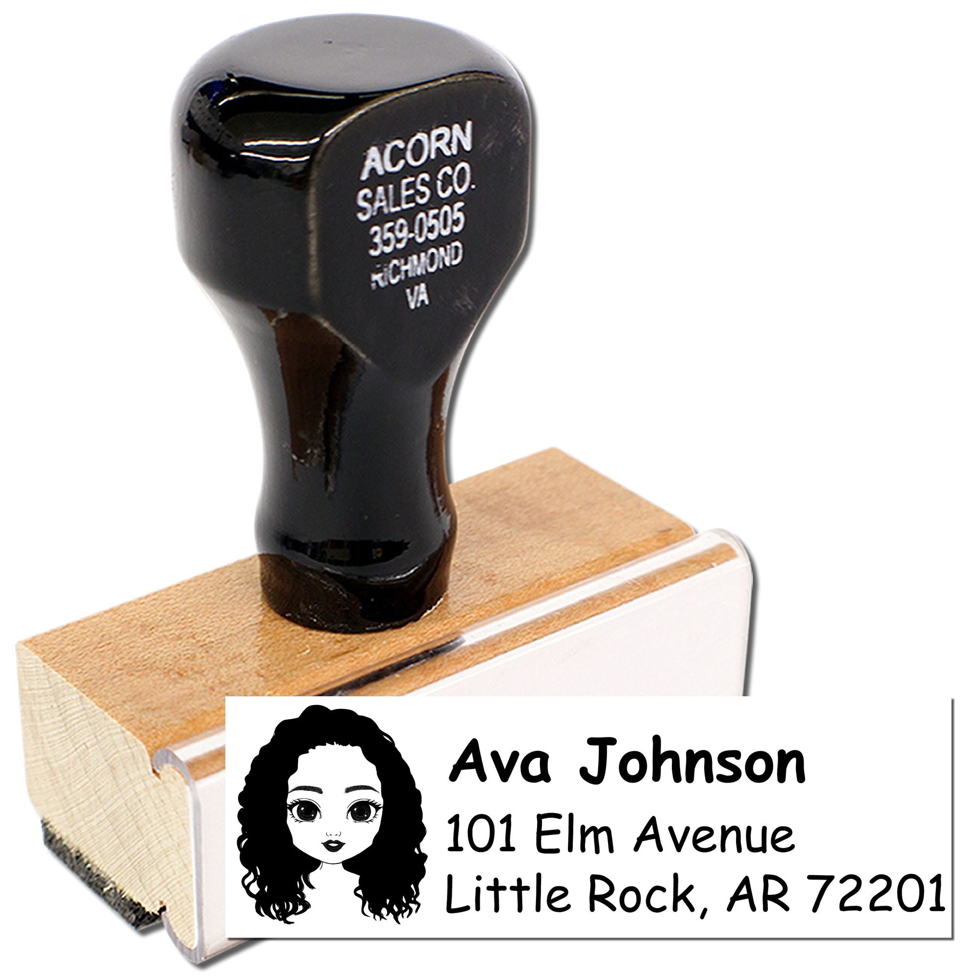 Custom address rubber stamp with name, street, city and ZIP for personalized mailing and return address use