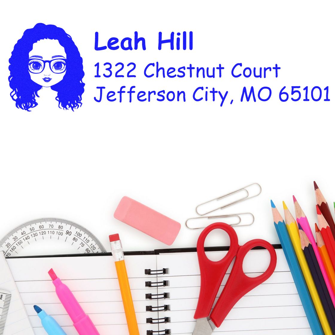 Custom return address rubber stamp for Leah Hill, 1322 Chestnut Court, Jefferson City, MO 65101