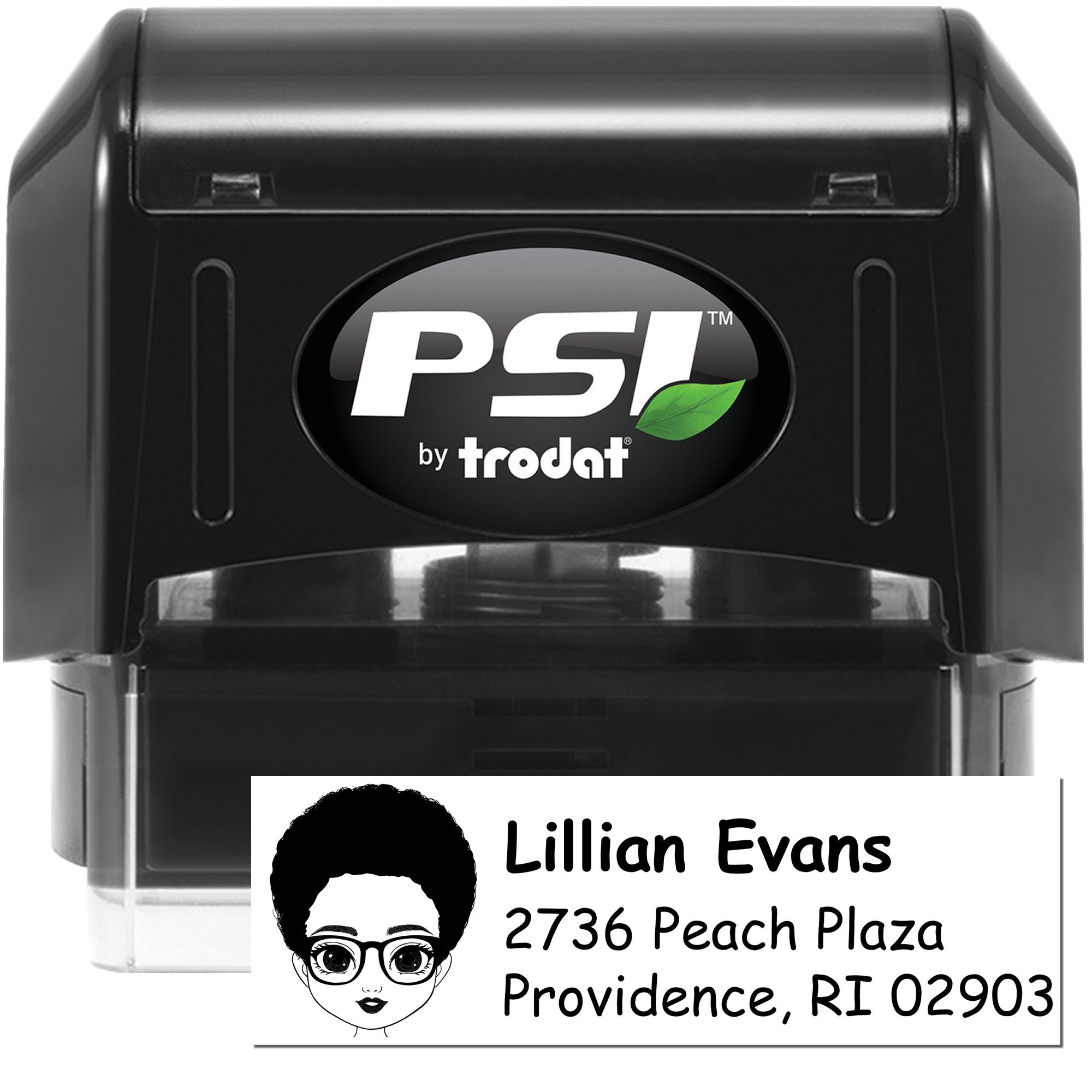 PSI by Trodat self-inking rubber stamp with custom address label imprint for personalized mailing and business use