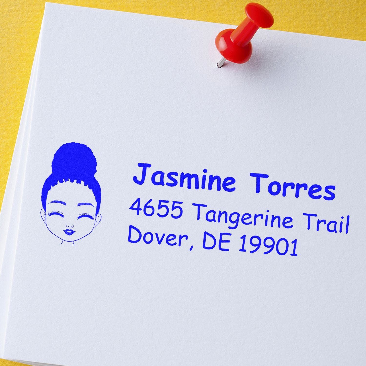 Personalized return address rubber stamp imprint with name and address for envelopes