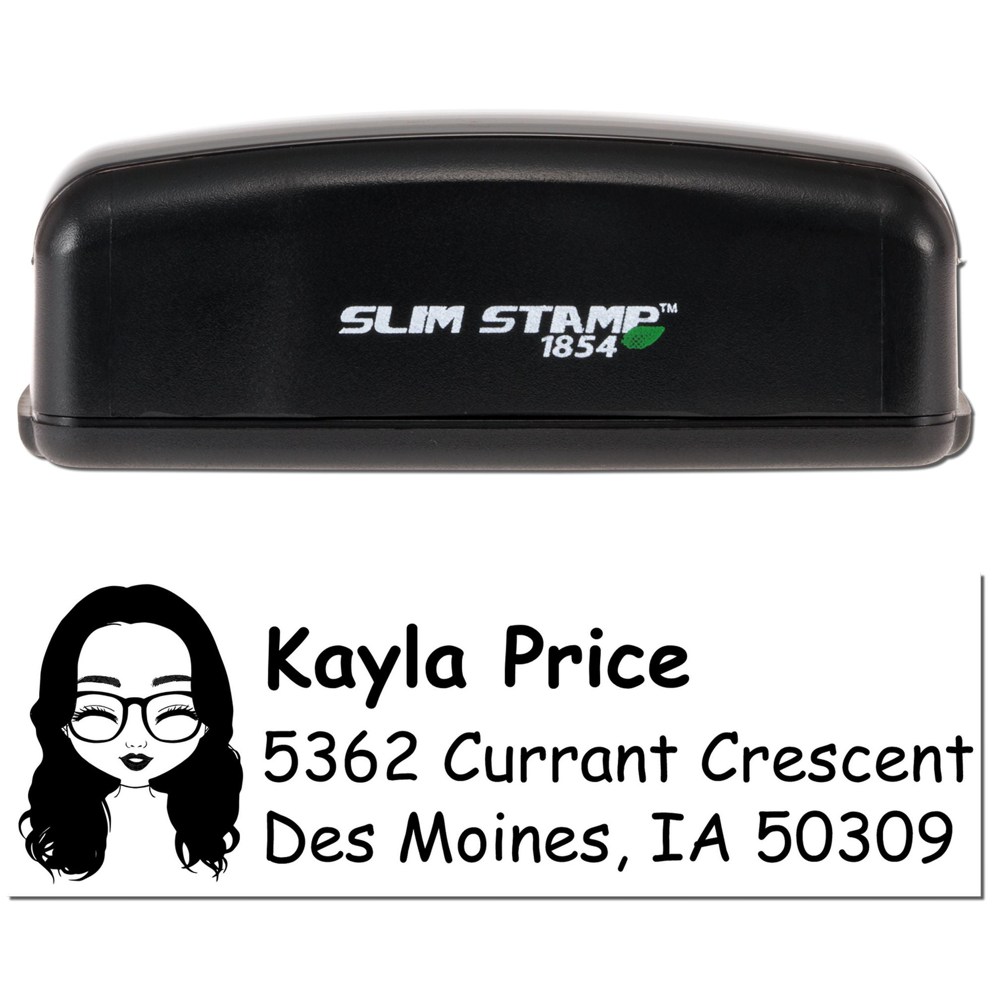 Slim Stamp 1854 custom self-inking rubber address stamp with name and mailing address imprint