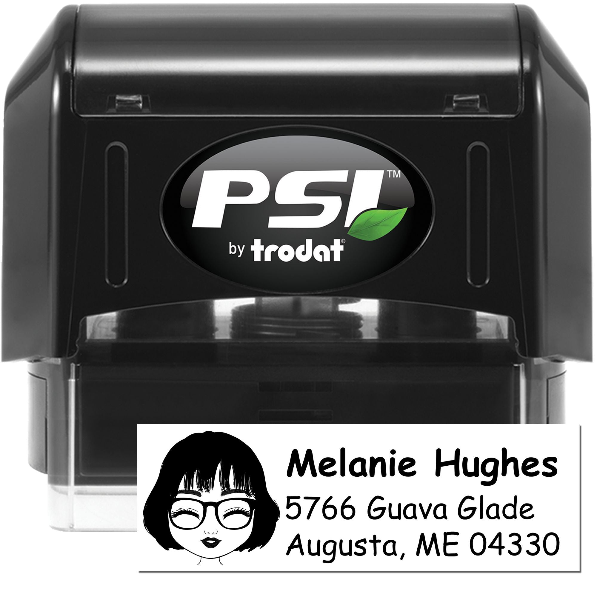PSI by Trodat self-inking return address rubber stamp with custom name and mailing address for envelopes