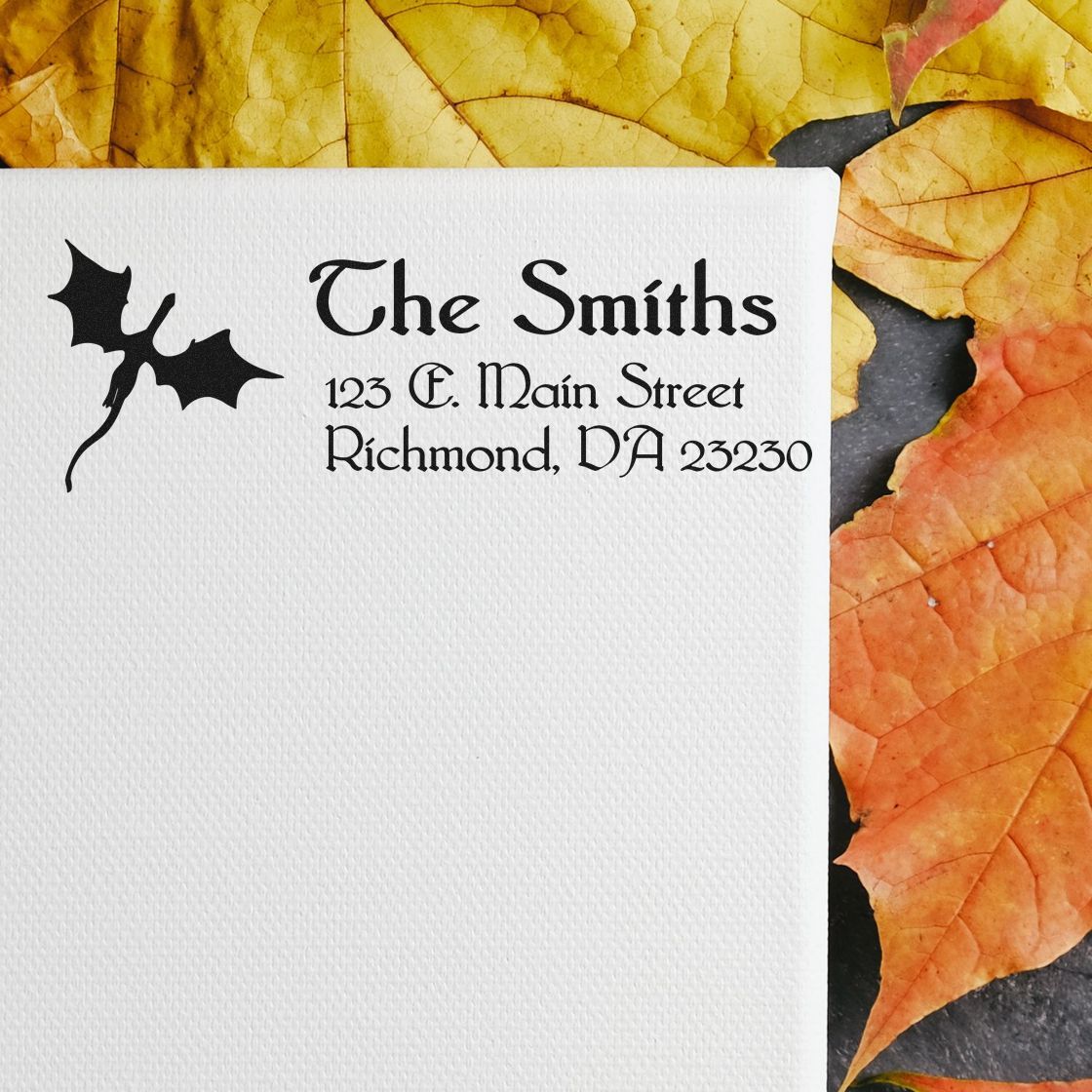 Custom holiday return address rubber stamp with holly design for envelopes and cards, The Smiths, Richmond, DA 23230.