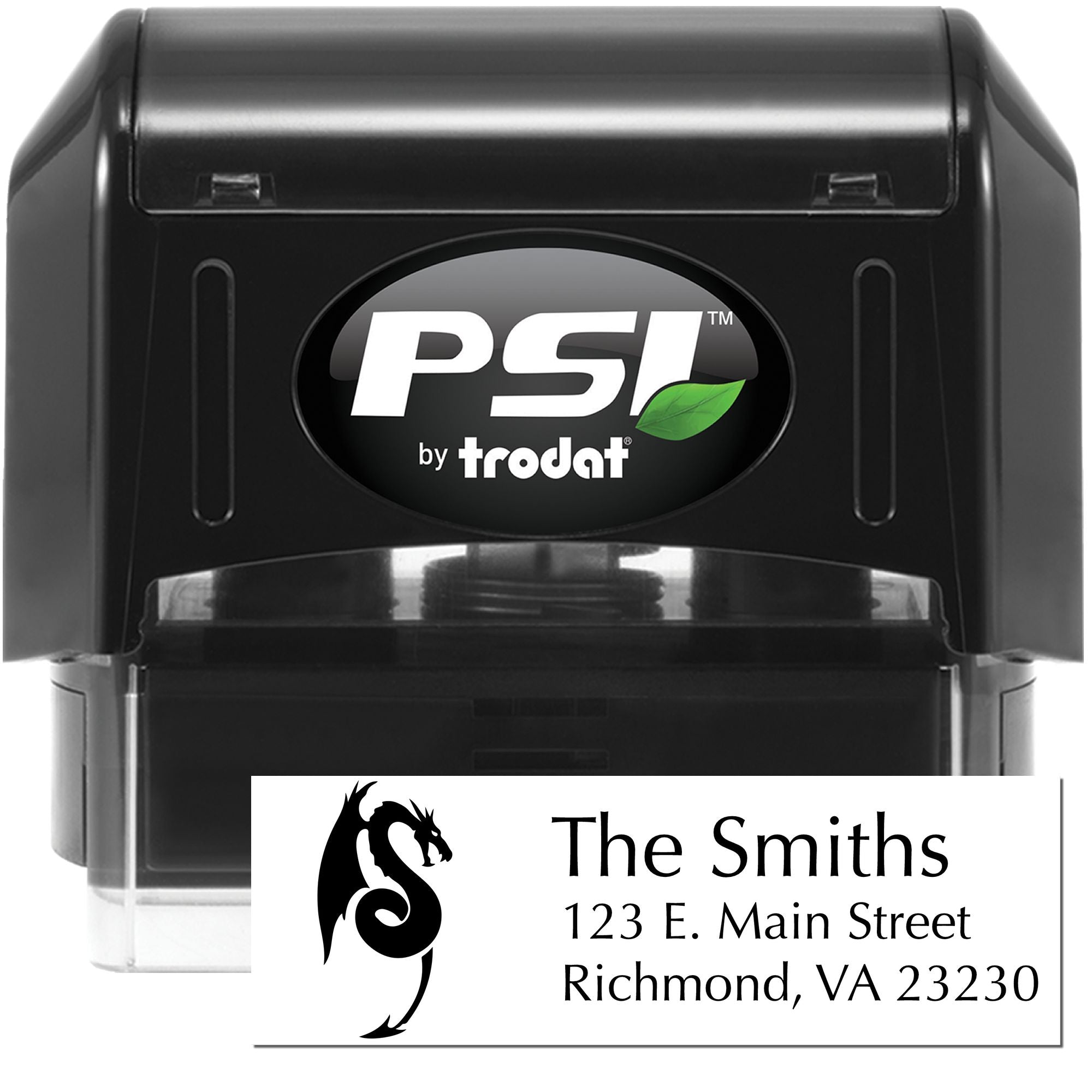PSI by Trodat self-inking custom address rubber stamp with personalized family return address design for The Smiths, Richmond, VA