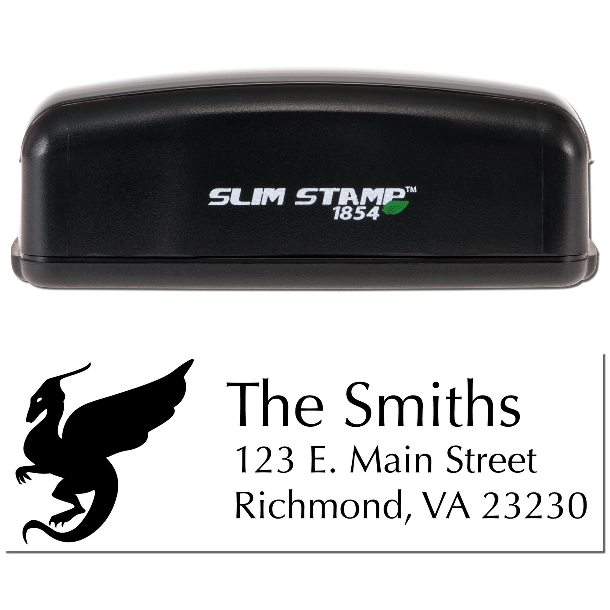 Slim Stamp 1854 custom address rubber stamp with The Smiths return address for business mailings.