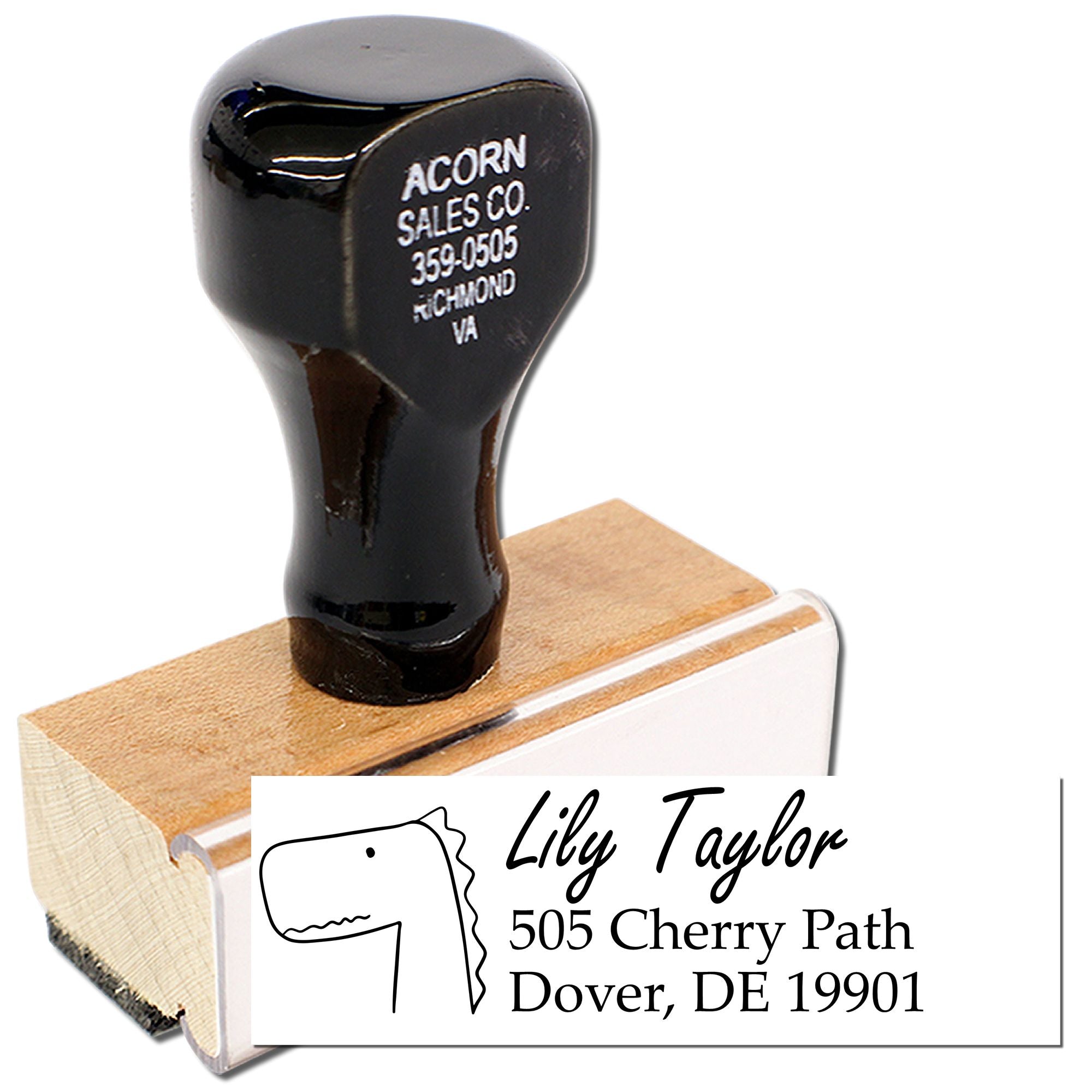 Personalized dinosaur address rubber stamp for return mailing and custom name stamps