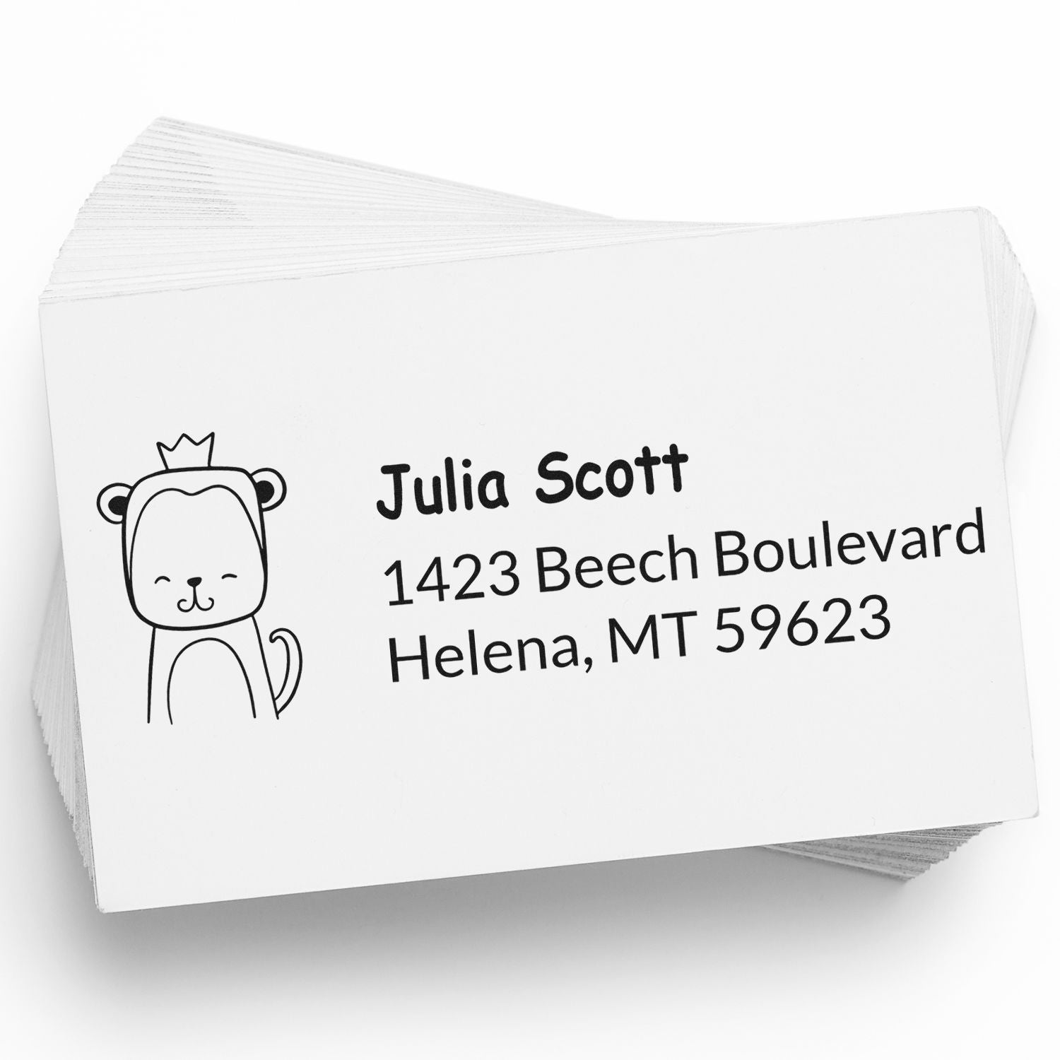Personalized rubber address stamp with bear design and custom name and mailing address for return envelopes.