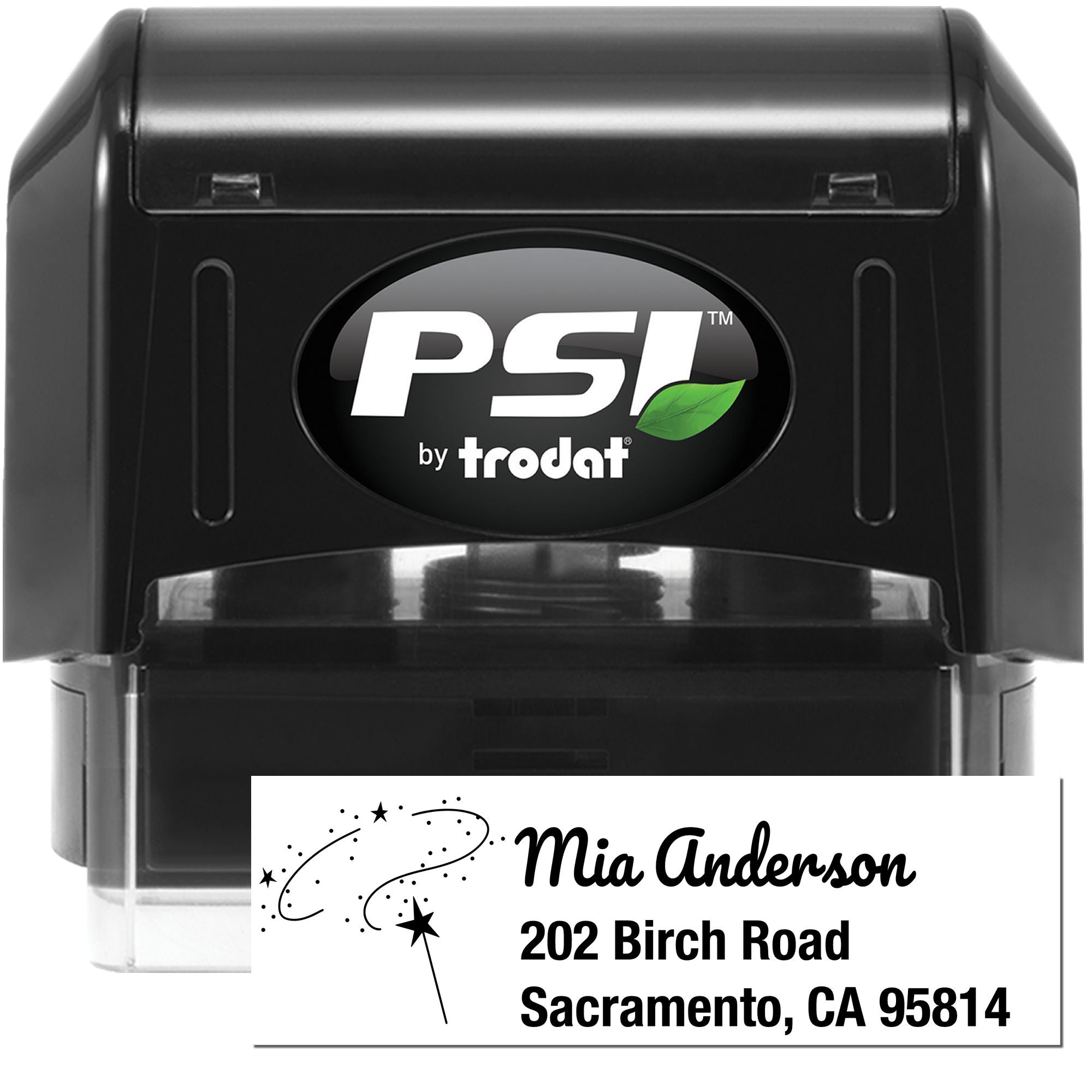 PSI by Trodat self-inking rubber stamp with custom return address imprint for personalized mailing and business use