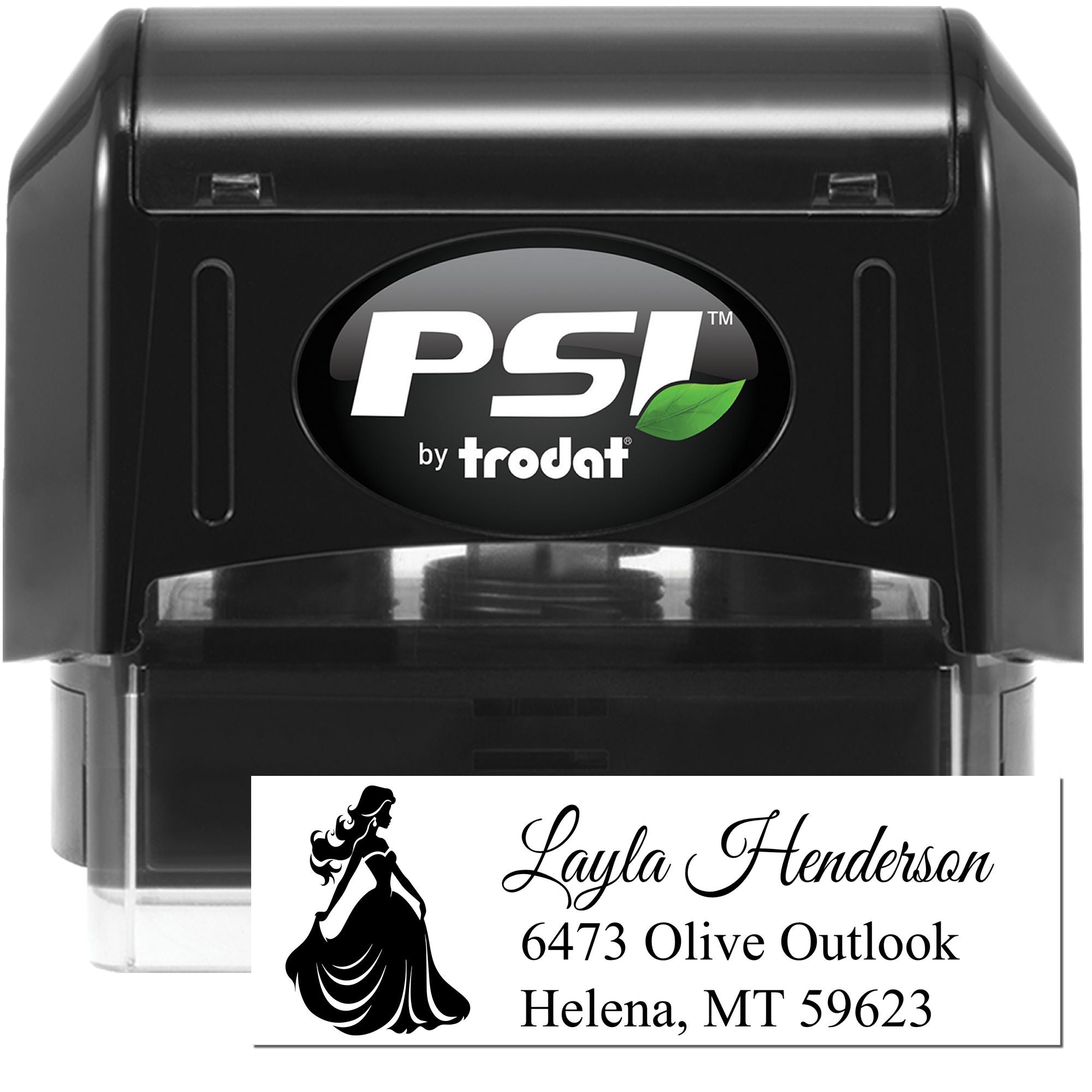 PSI by Trodat self-inking rubber stamp for custom name and return address imprinting
