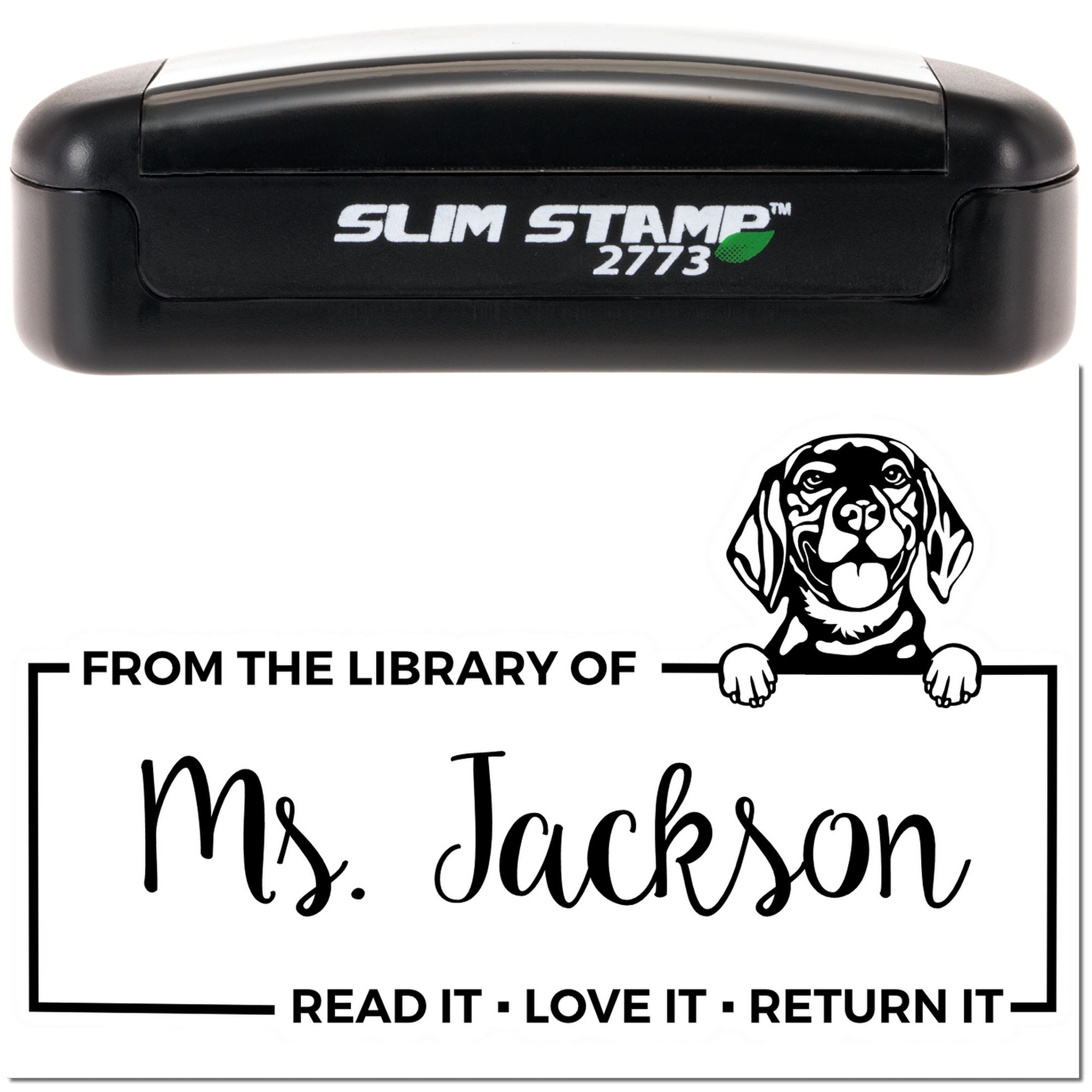 Beagle Lover's Custom Library Slim Pre-Inked Stamp