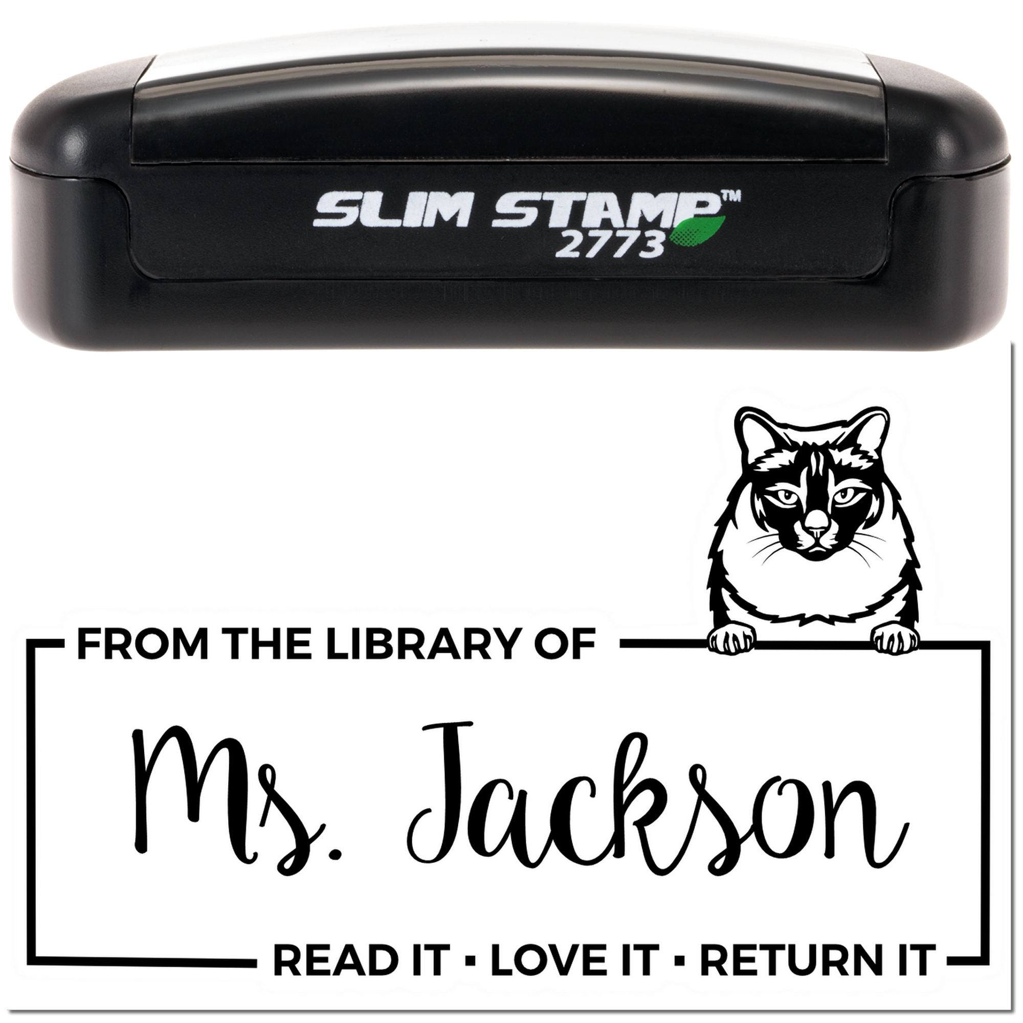 Personalized Balinese Cat Classroom Library Slim Pre-Inked Stamp
