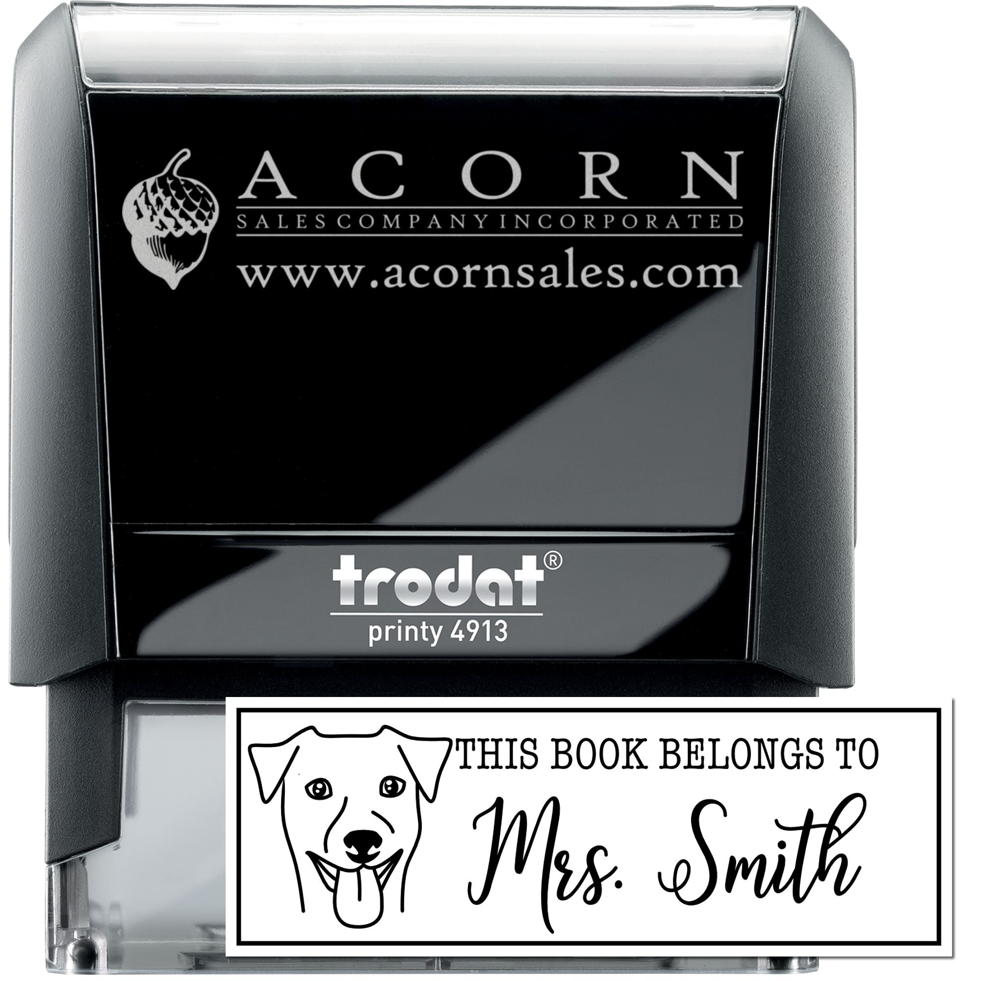 Custom self-inking rubber stamp for business branding and personalized book belongs to stamps, Trodat Printy 4913
