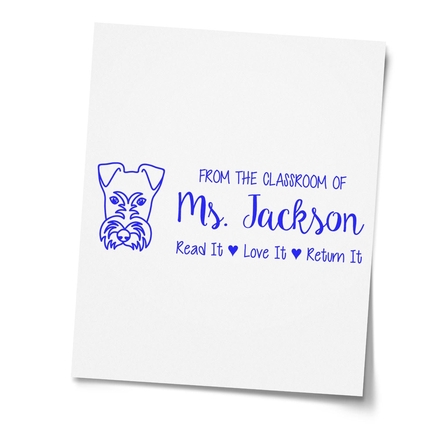 Personalized teacher rubber stamp for classroom books: From the classroom of Ms. Jackson  Read it, love it, return it.
