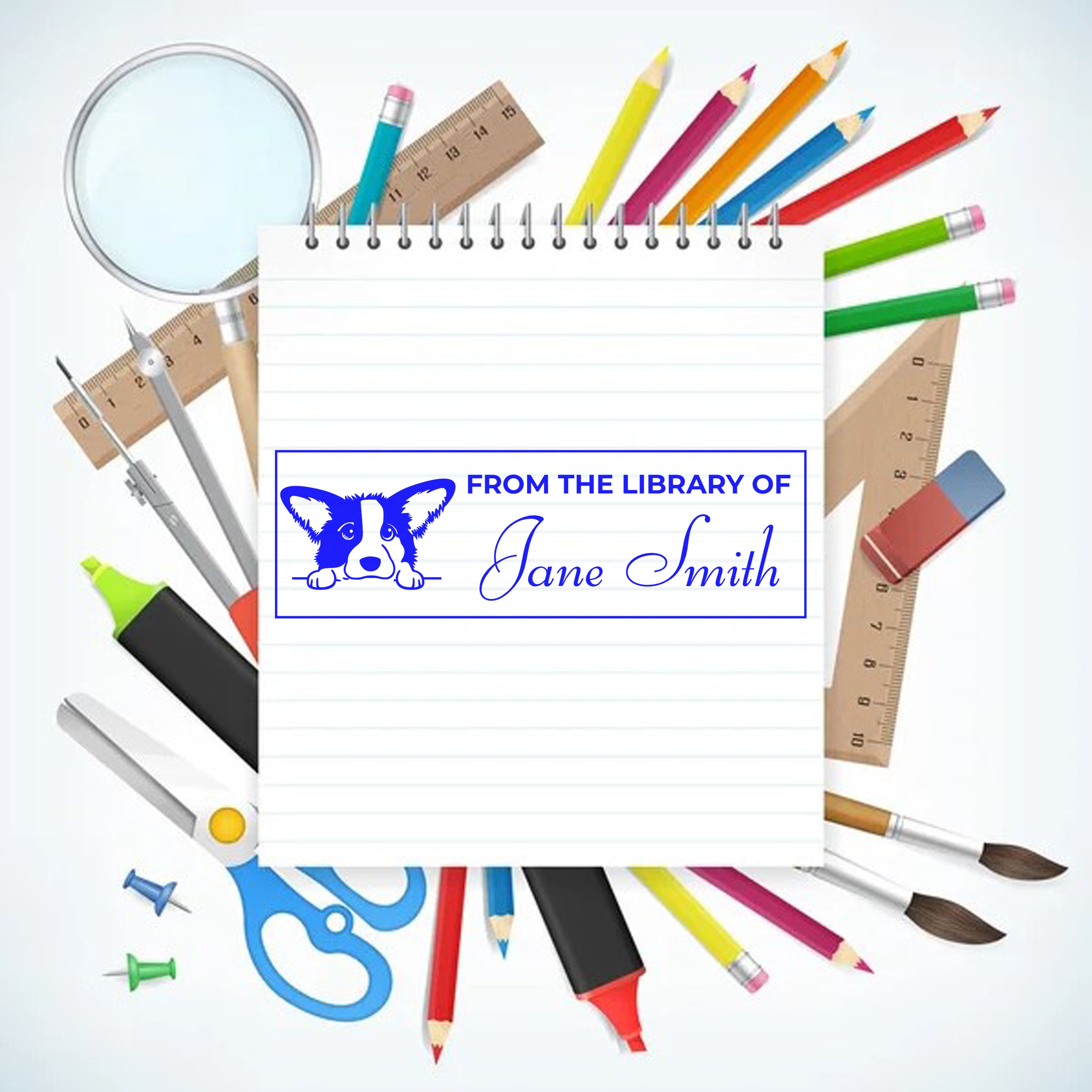 Cardigan Welsh Corgi Peeking Puppy Duo Hand Stamp