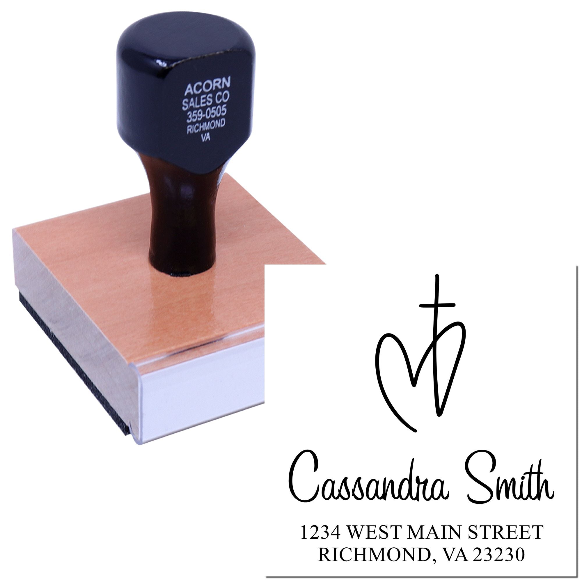 Custom rubber address stamp with name and address, perfect for business mailing, office branding, and return labels.