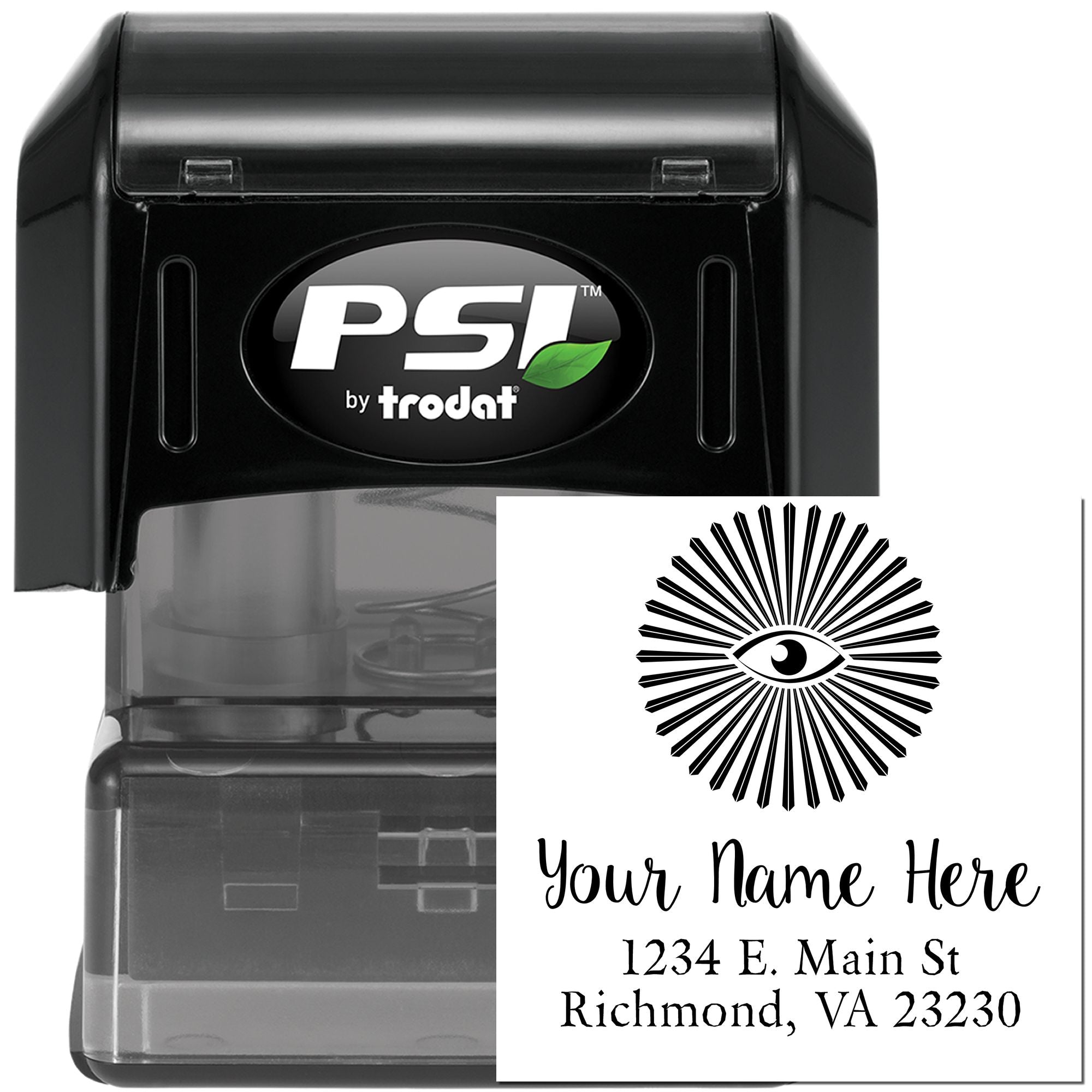 PSI by Trodat self-inking rubber stamp for custom return address and logo imprint, ideal for personalized business mailing labels