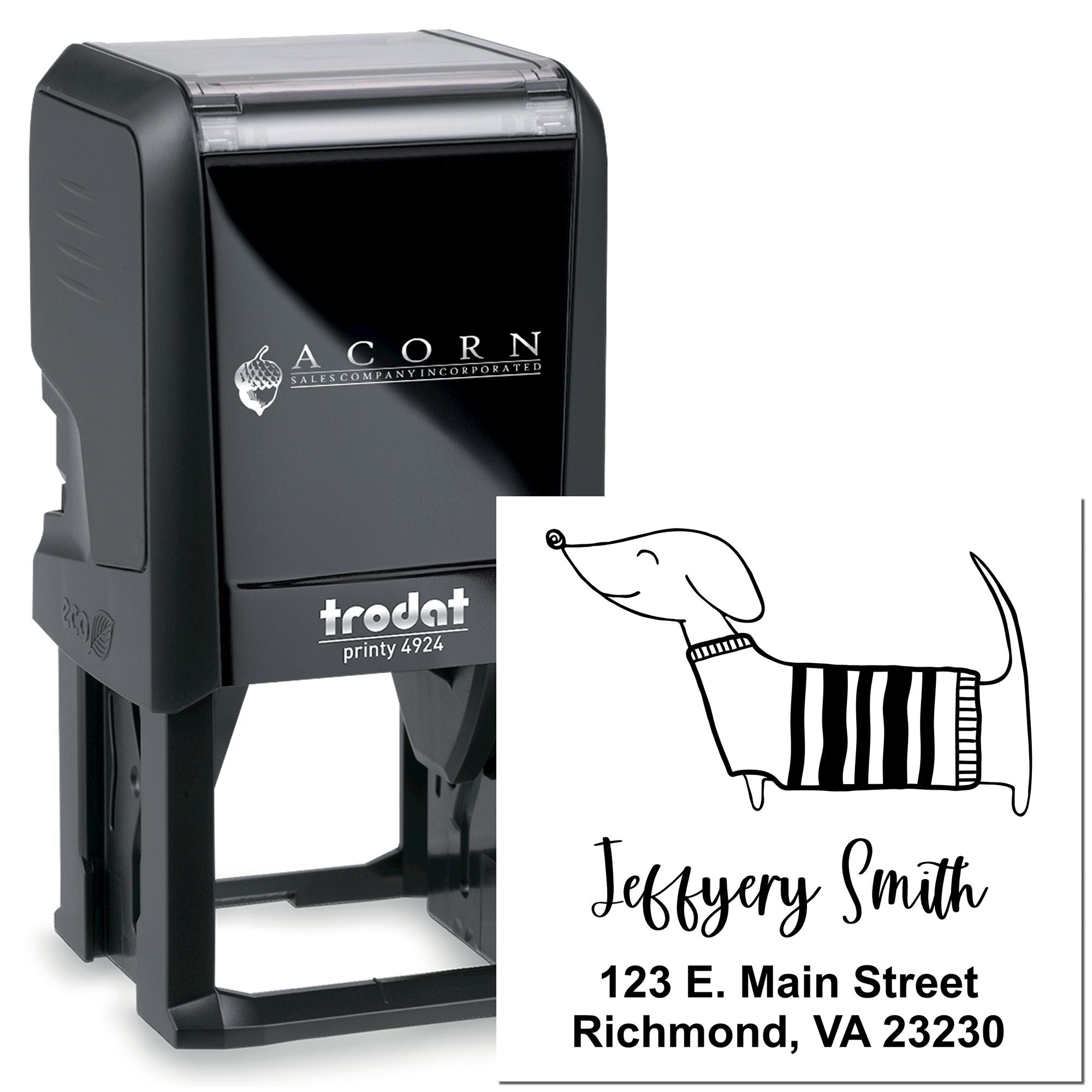 Whimsical Dashing Dachshund Custom Self-Inking Mail Stamp
