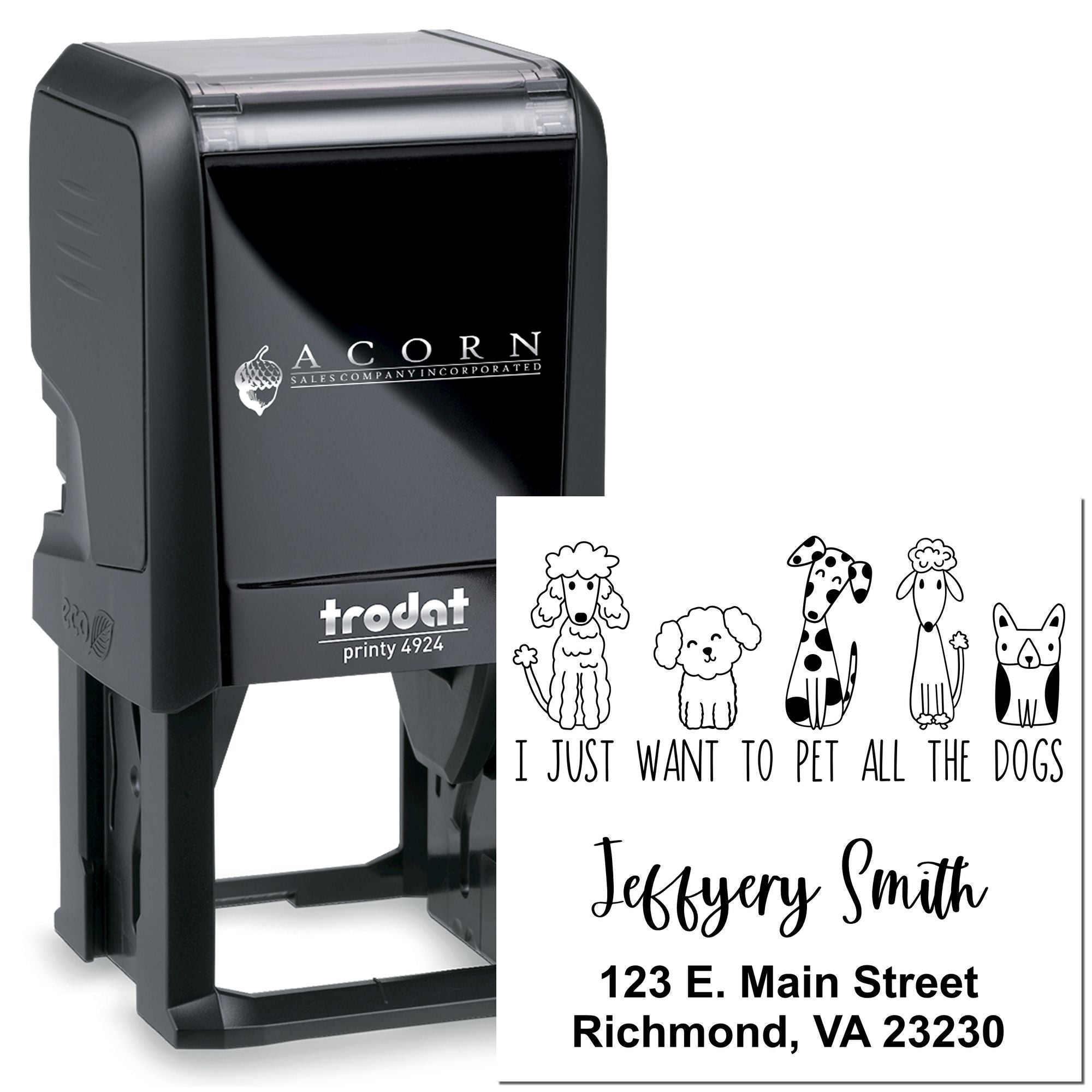 Whimsical Pooch Personalized Self-Inking Home Stamp