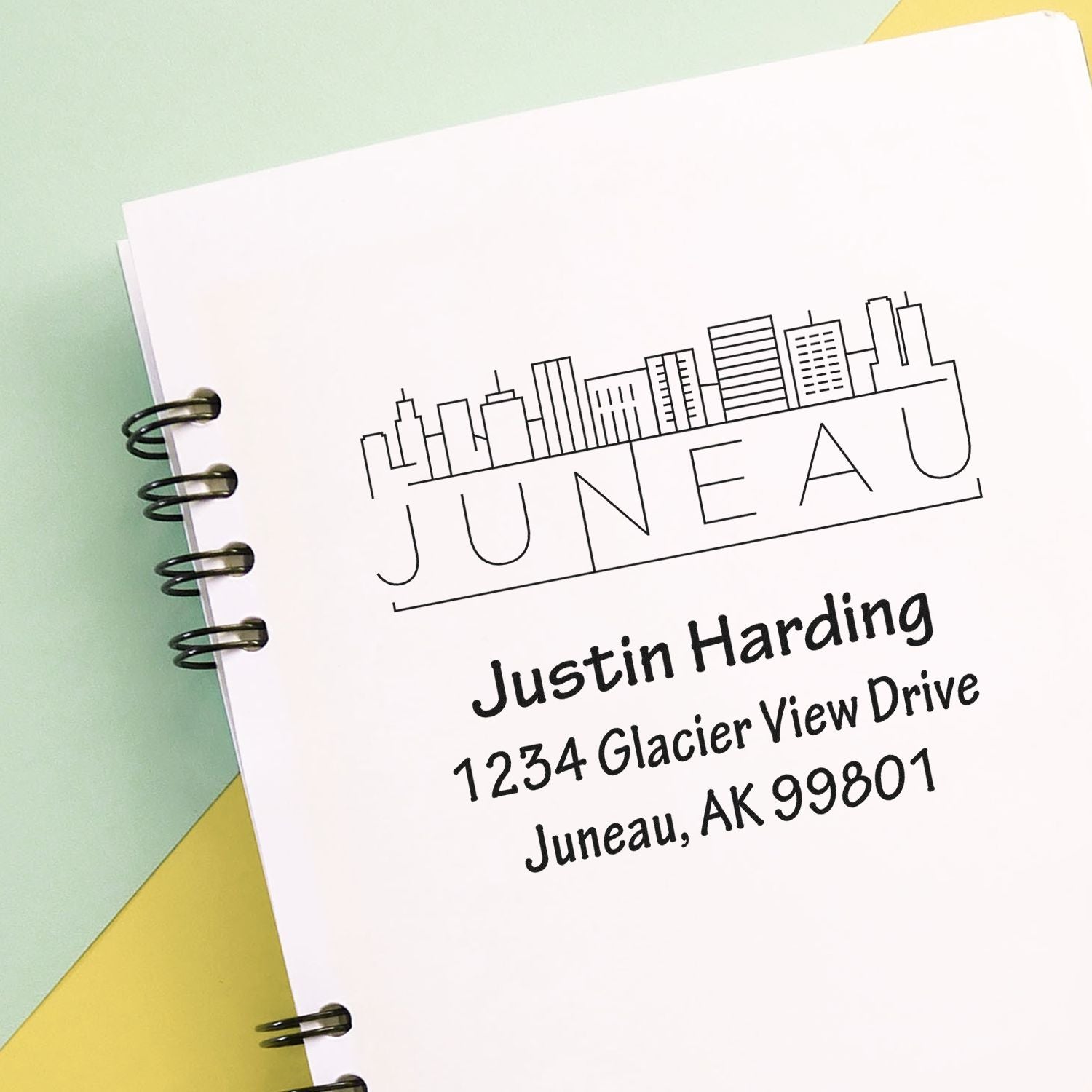 Juneau Architectural City Skyline Custom-Made Address for Envelopes Rubber Stamp Self-Inking